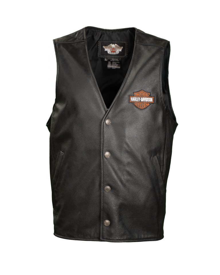 Gilet nero Harley Davidson in vera pelle