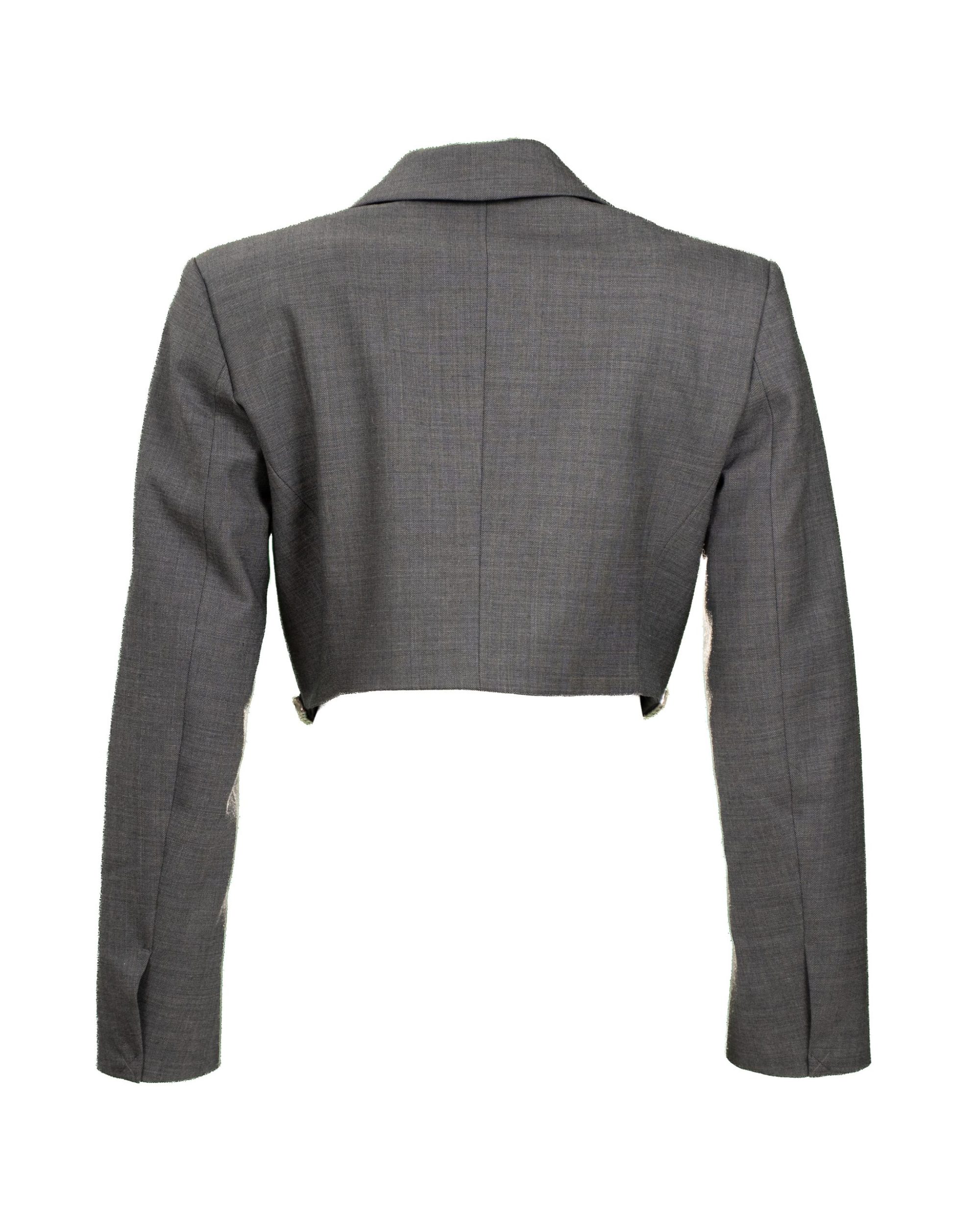 Blazer corto donna – In misto lana grigio con decorazioni in cristallo - foto 2