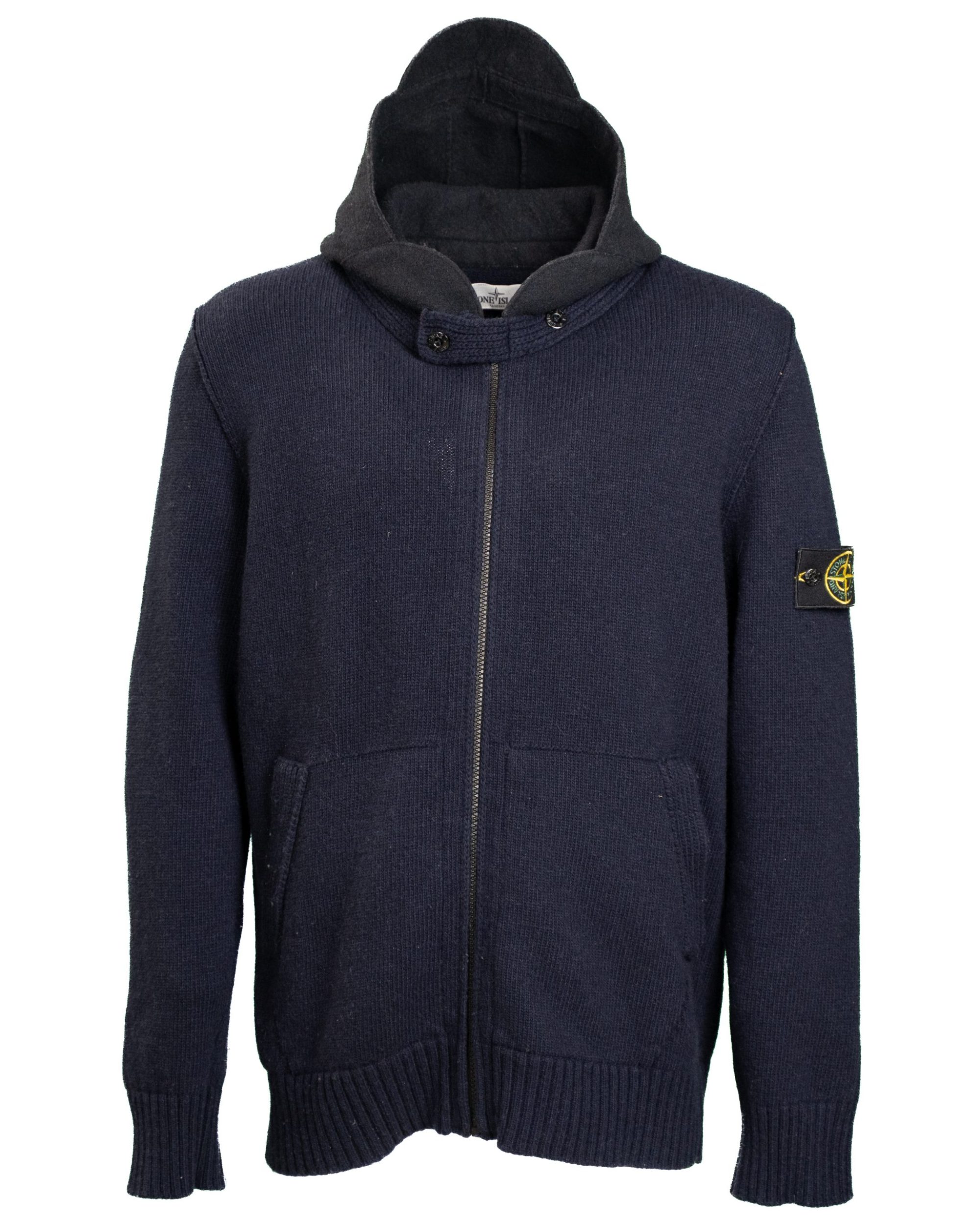 Maglione Stone Island da Uomo Blue in Lana con Cappuccio e Zip
