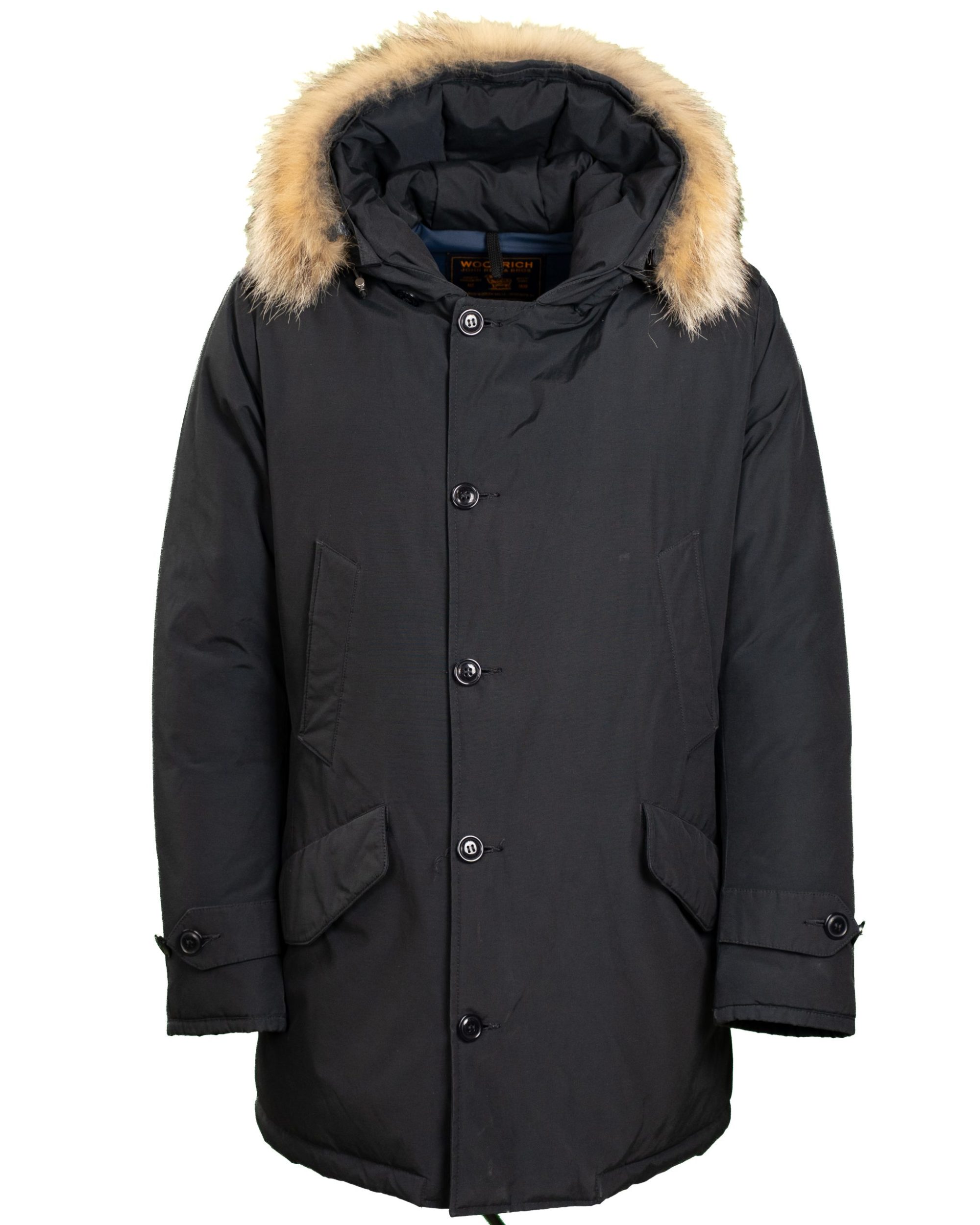 Parka Woolrich da uomo Blue con cappuccio in coyote