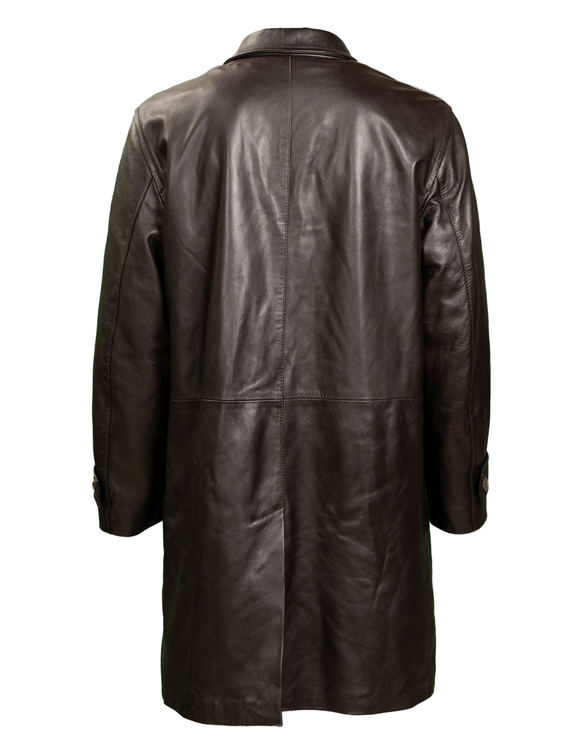 Cappotto artigianale da uomo in pelle con interno in lapin color testa di moro - foto 2