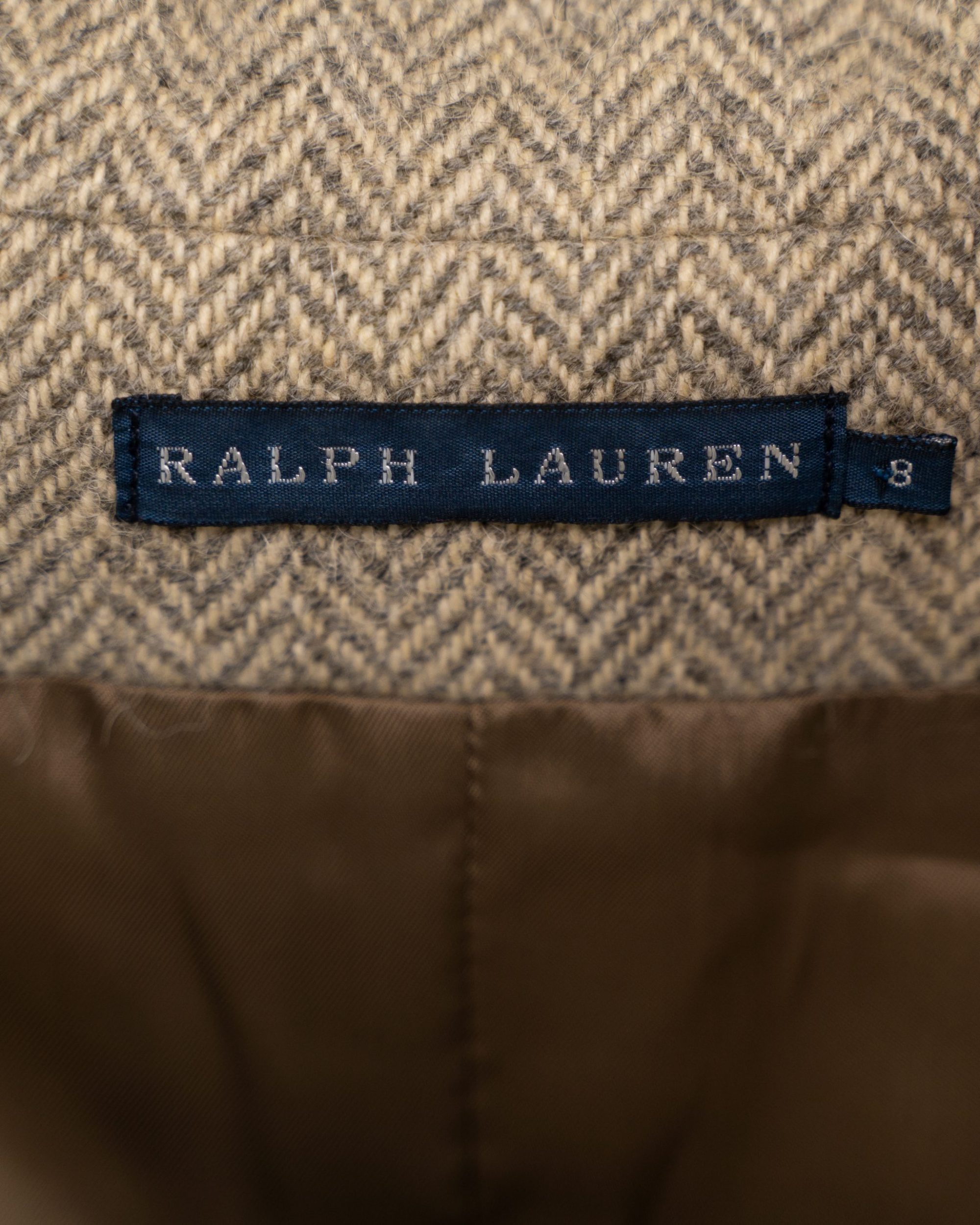 Giacca blazer da donna Ralph Lauren in lana e alpaca beige a spina di pesce - foto 4