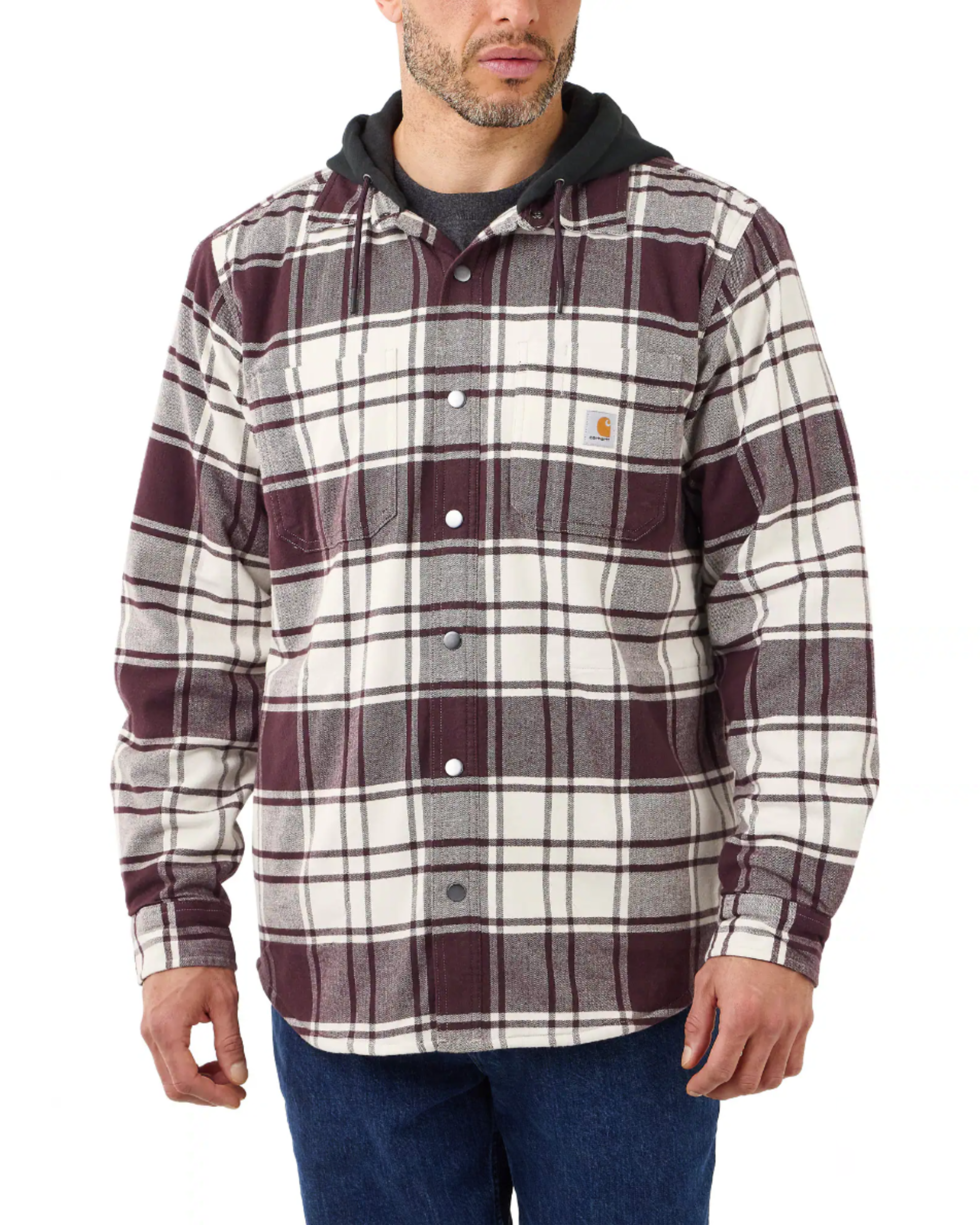 Camicia Carhartt Relaxed Fit in flanella foderata con cappuccio Rugged Flex - foto 3