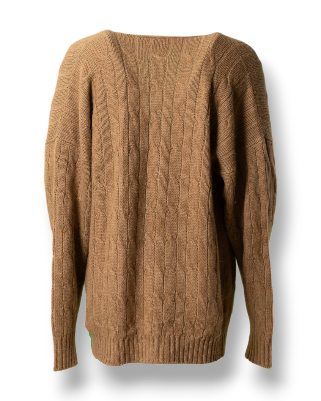Cardigan uomo Alan Paine in puro cammello cable knit con bottoni in pelle - foto 2