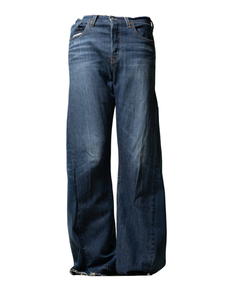 Jeans Levi’s 501 a palazzo artigianale unisex in denim con orlo originale