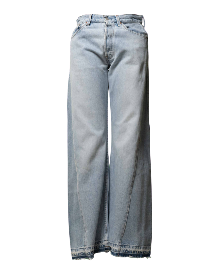 Jeans Levi’s 501 a palazzo artigianale unisex denim chiaro con orlo originale