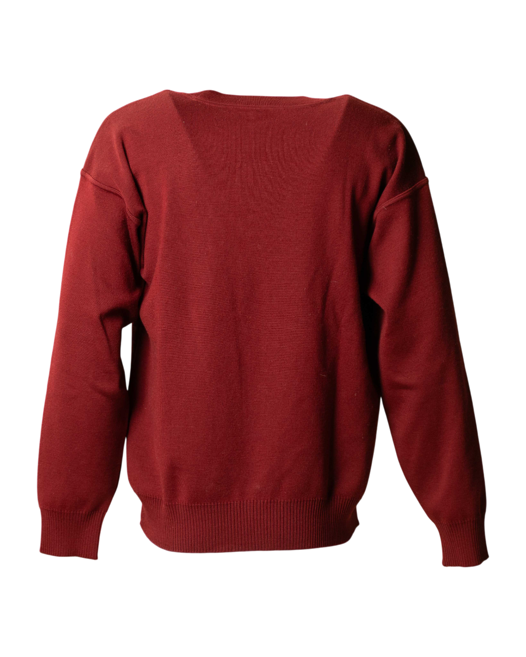 Maglione uomo Paul & Shark girocollo a costine bordeaux con logo ricamato anni 90 - foto 2