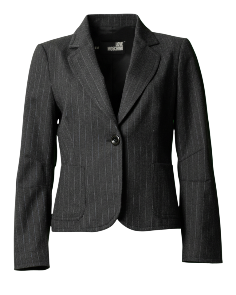 Completo donna Love Moschino gessato grigio con righe lilla