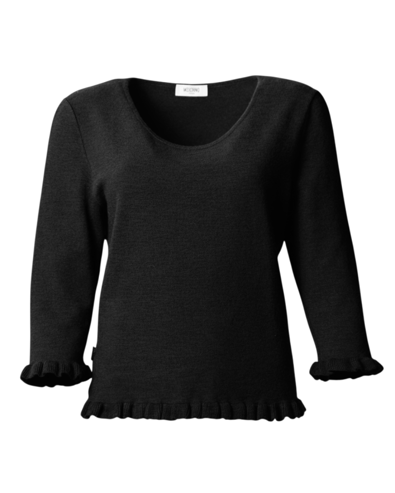Maglia donna Moschino Jeans girocollo grigia con bordi arricciati