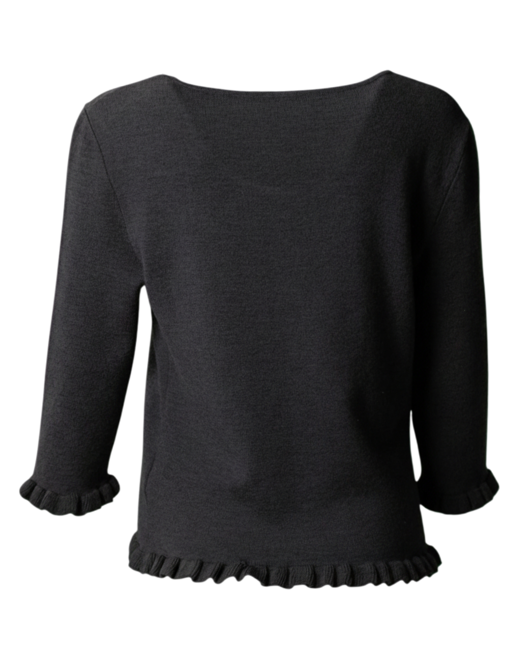 Maglia donna Moschino Jeans girocollo grigia con bordi arricciati - foto 2