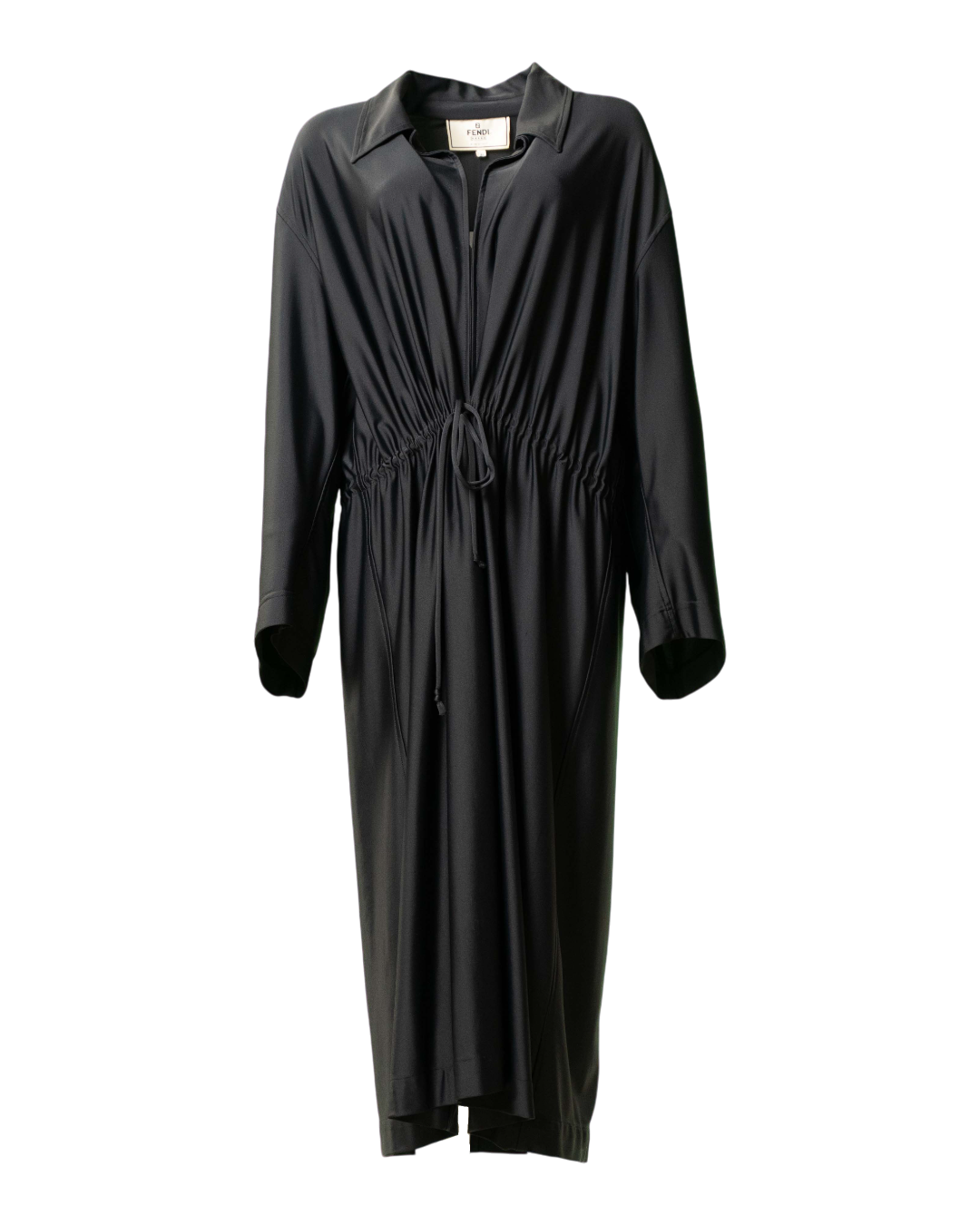 Spolverino donna Fendi nero stile chemisier