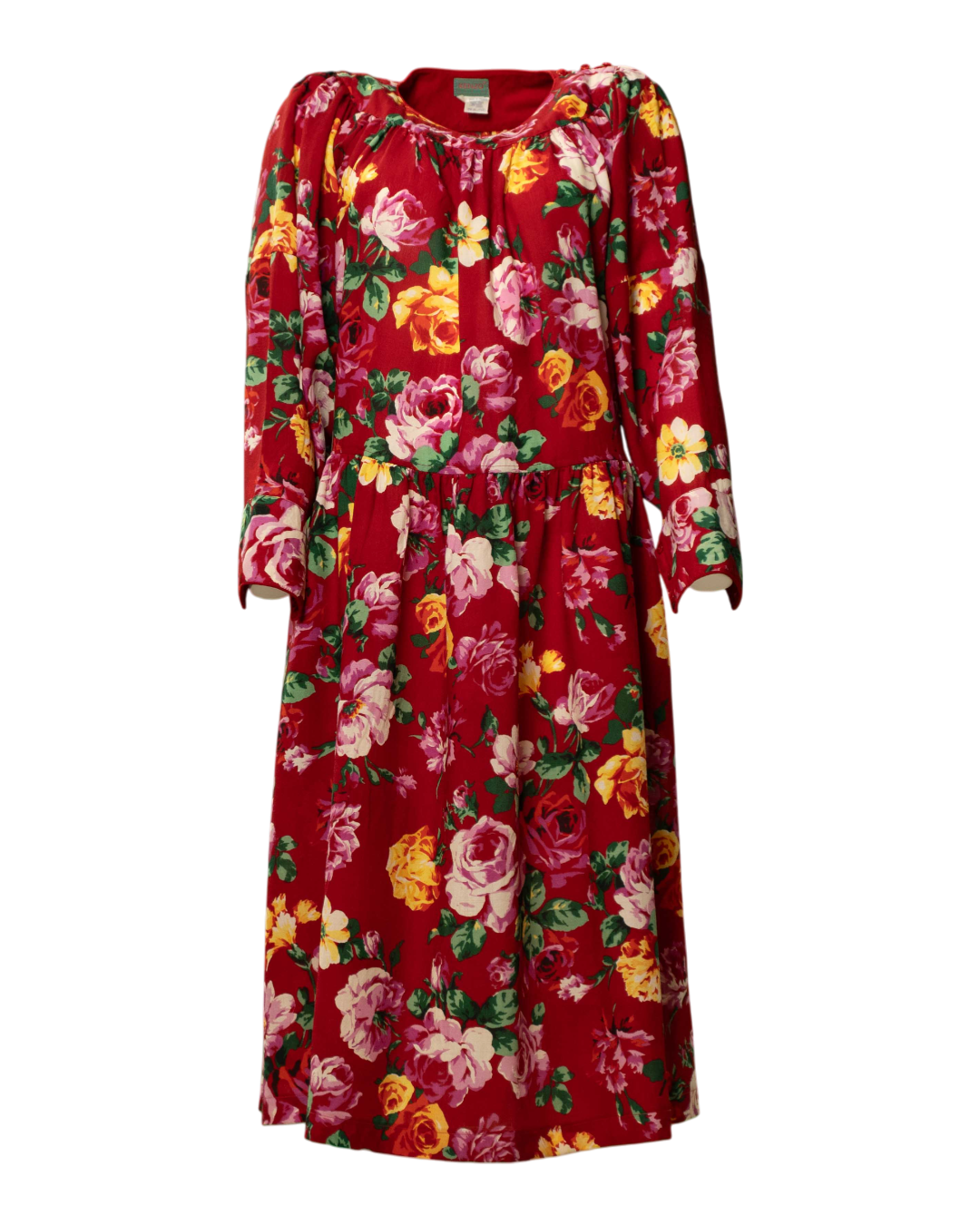 Abito donna Kenzo vintage anni 80 in lana rossa floreale