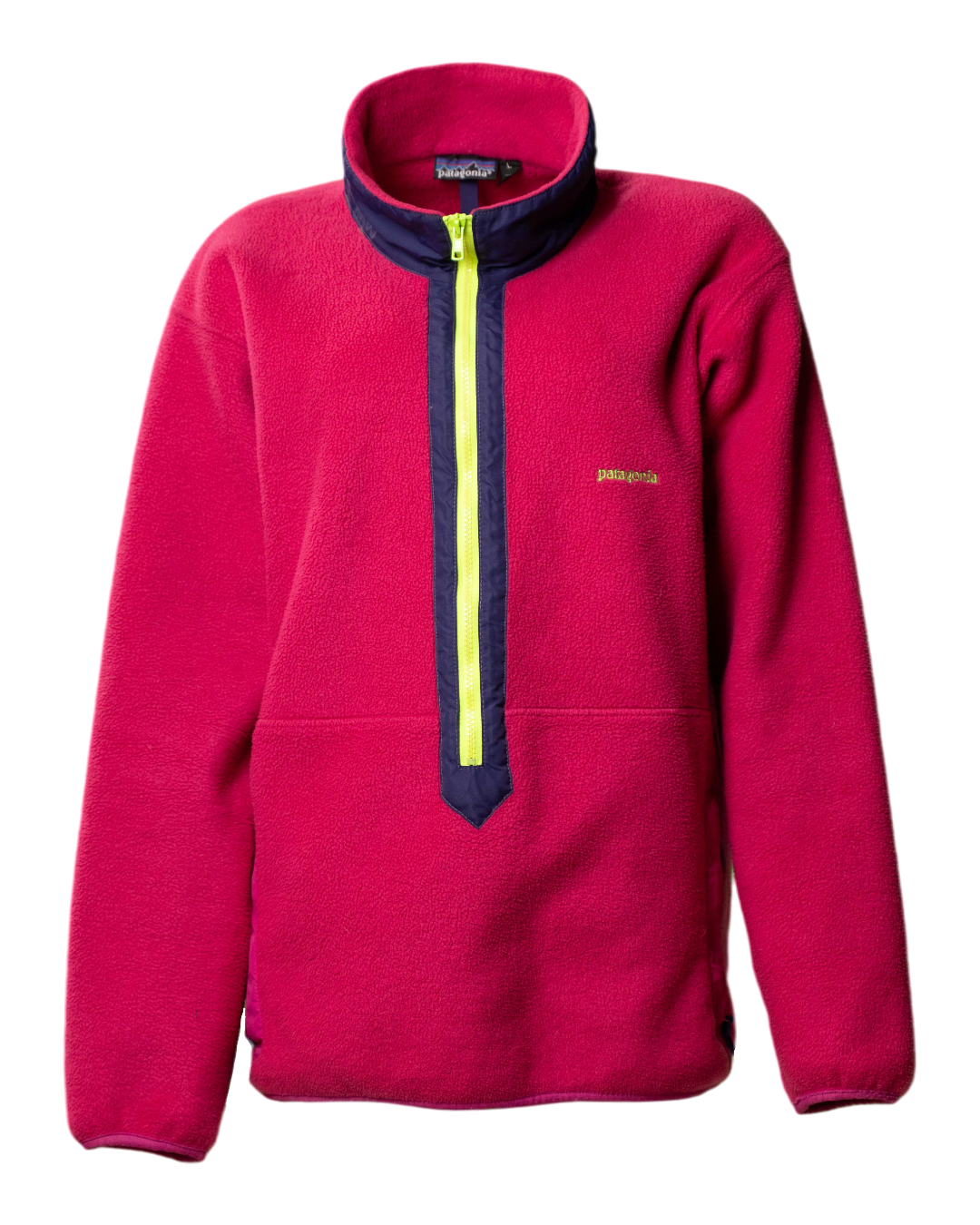 Felpa in pile Patagonia vintage rosa shocking con zip e dettagli a contrasto
