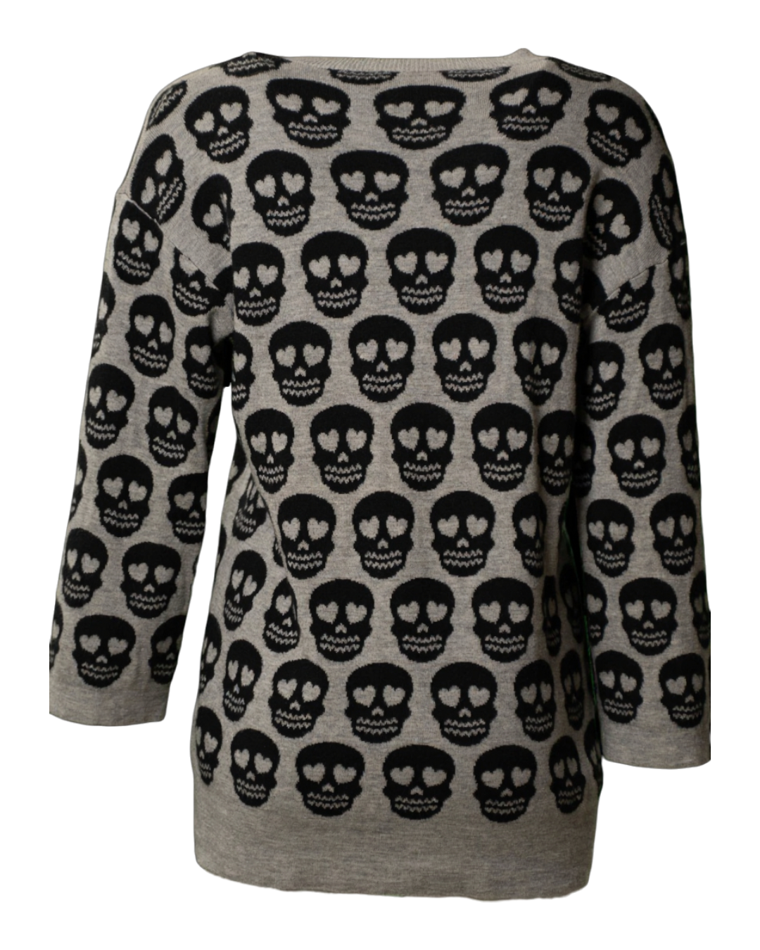 Maglione donna Love Moschino girocollo grigio con motivo a teschi - foto 2