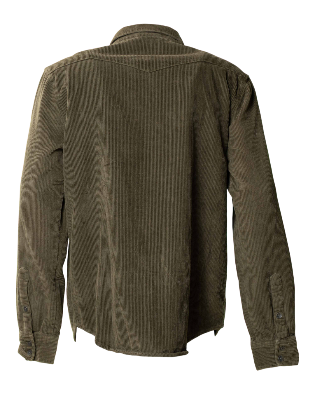 Camicia uomo True Religion in velluto a coste verde oliva con tasche frontali - foto 2