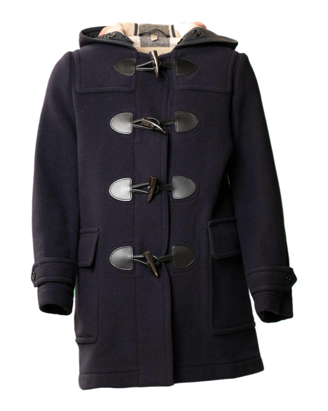 Montgomery donna Burberry in lana blu navy con fodera tartan