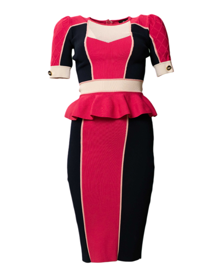 Abito donna Elisabetta Franchi in maglia color block aderente