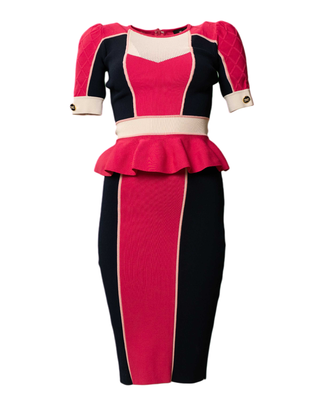 Abito donna Elisabetta Franchi in maglia color block aderente