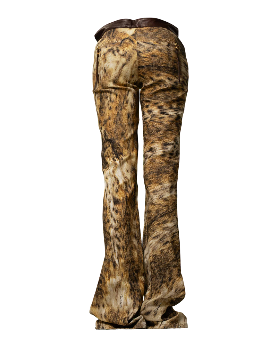 Pantaloni donna Roberto Cavalli con stampa leopardata e cintura in pelle - foto 2
