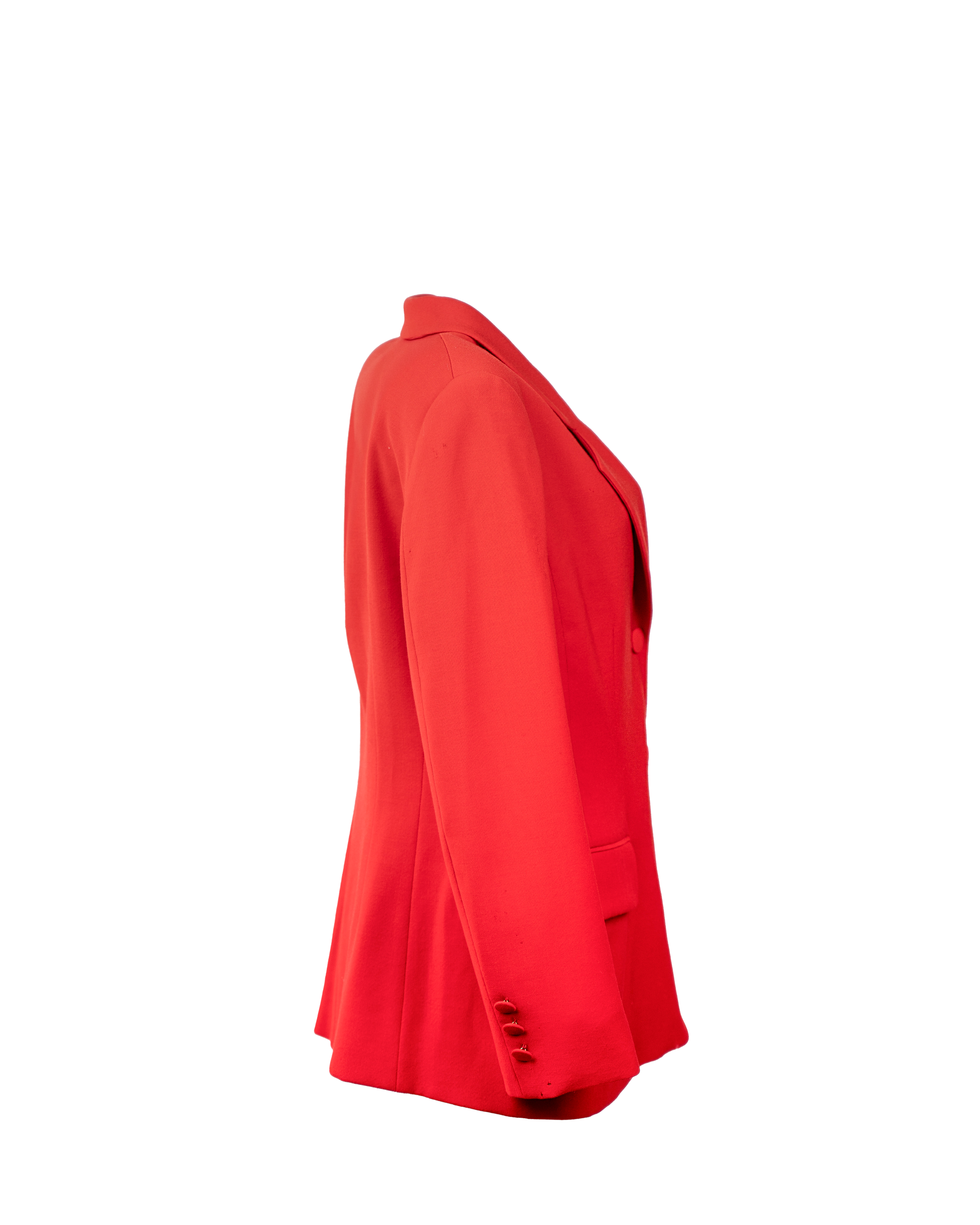 Giacca Donna Cheap and Chic by Moschino Rossa Bottoni Rivestiti Lana Vintage Made in Italy - foto 3