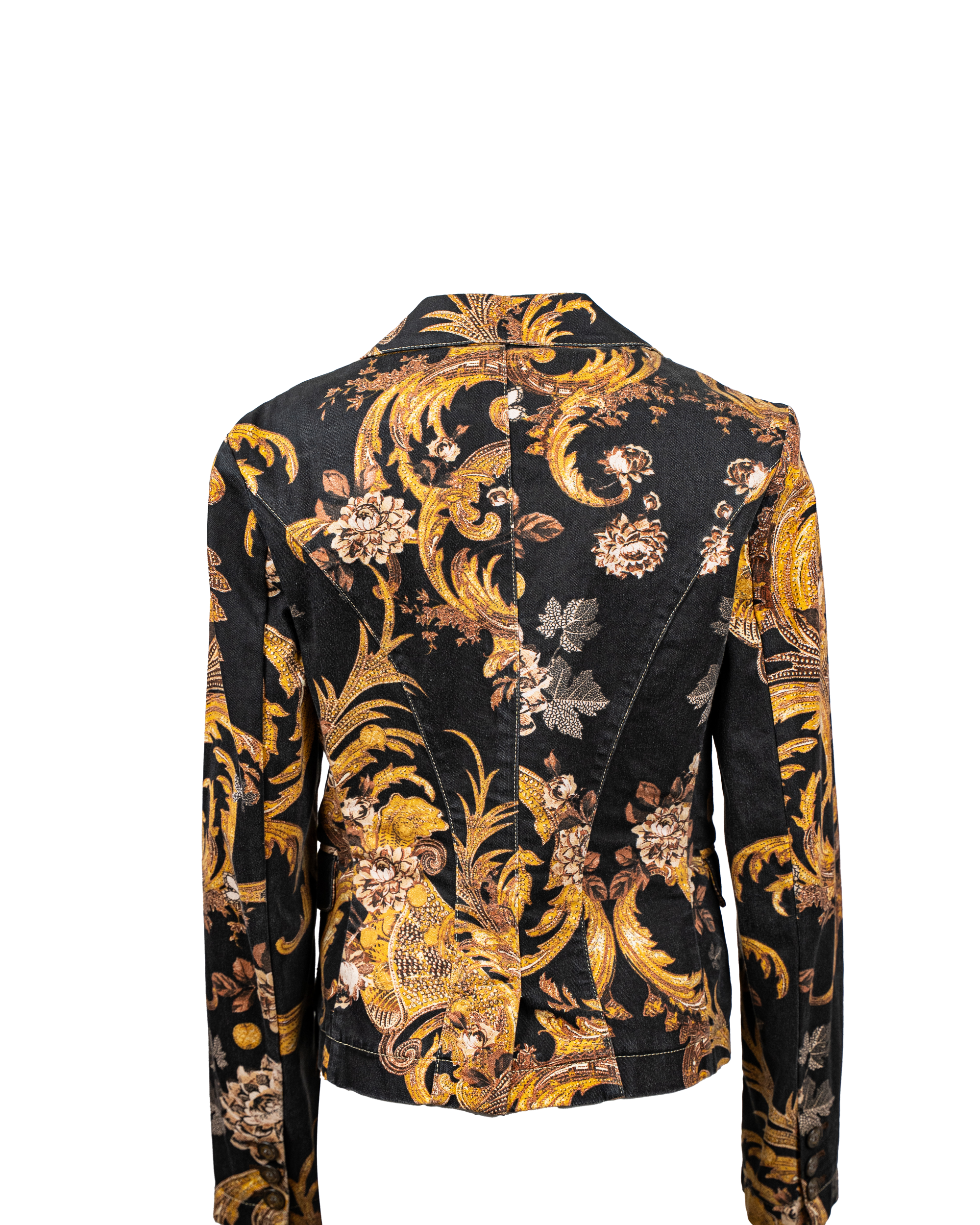 Giacca Donna Just Cavalli Nera Stampa Barocca Oro Lurex Vintage Anni 2000 Luxury - foto 2