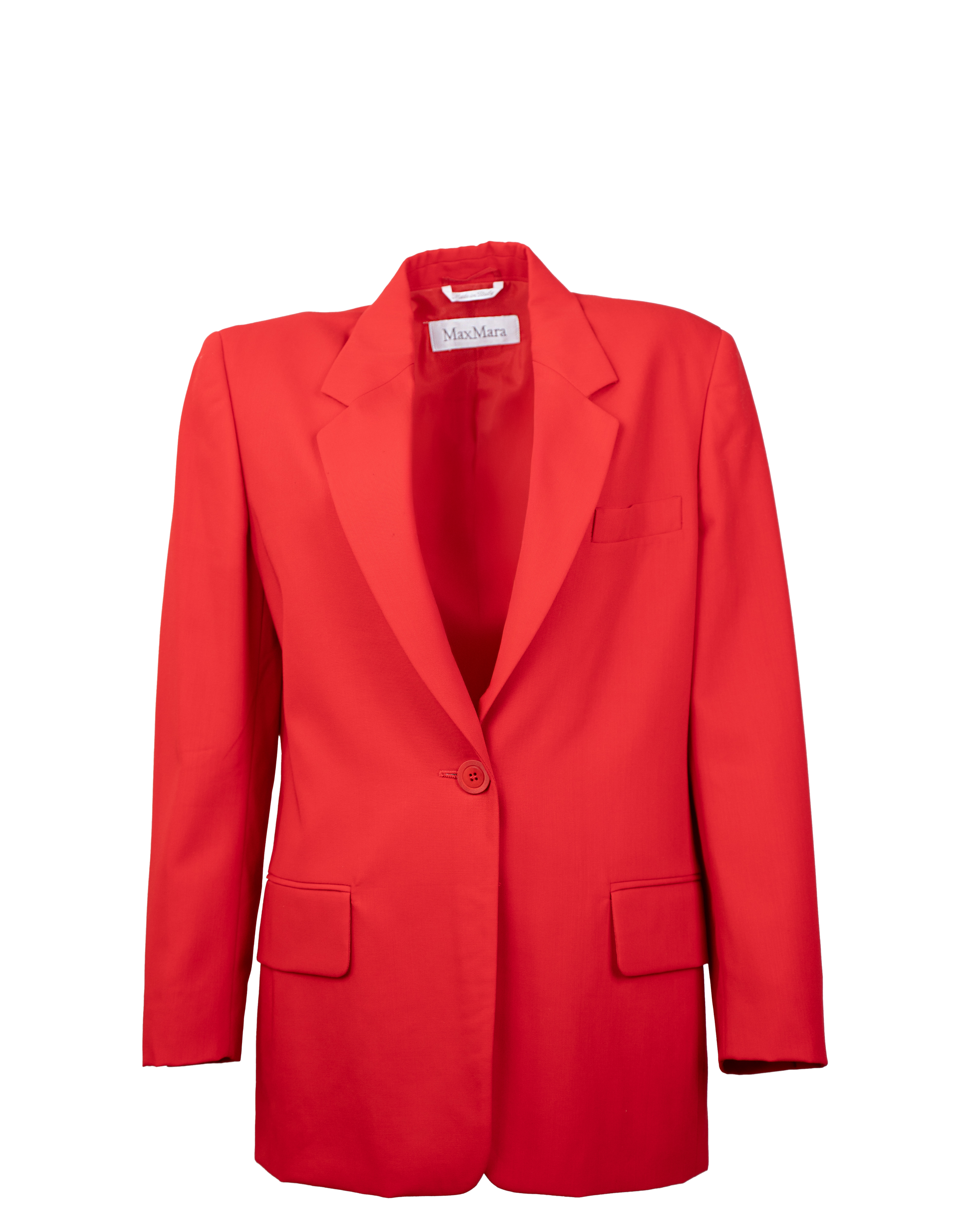 Giacca Blazer Donna Max Mara Rossa Lana Vergine Monopetto Sartoriale Made in Italy Vintage