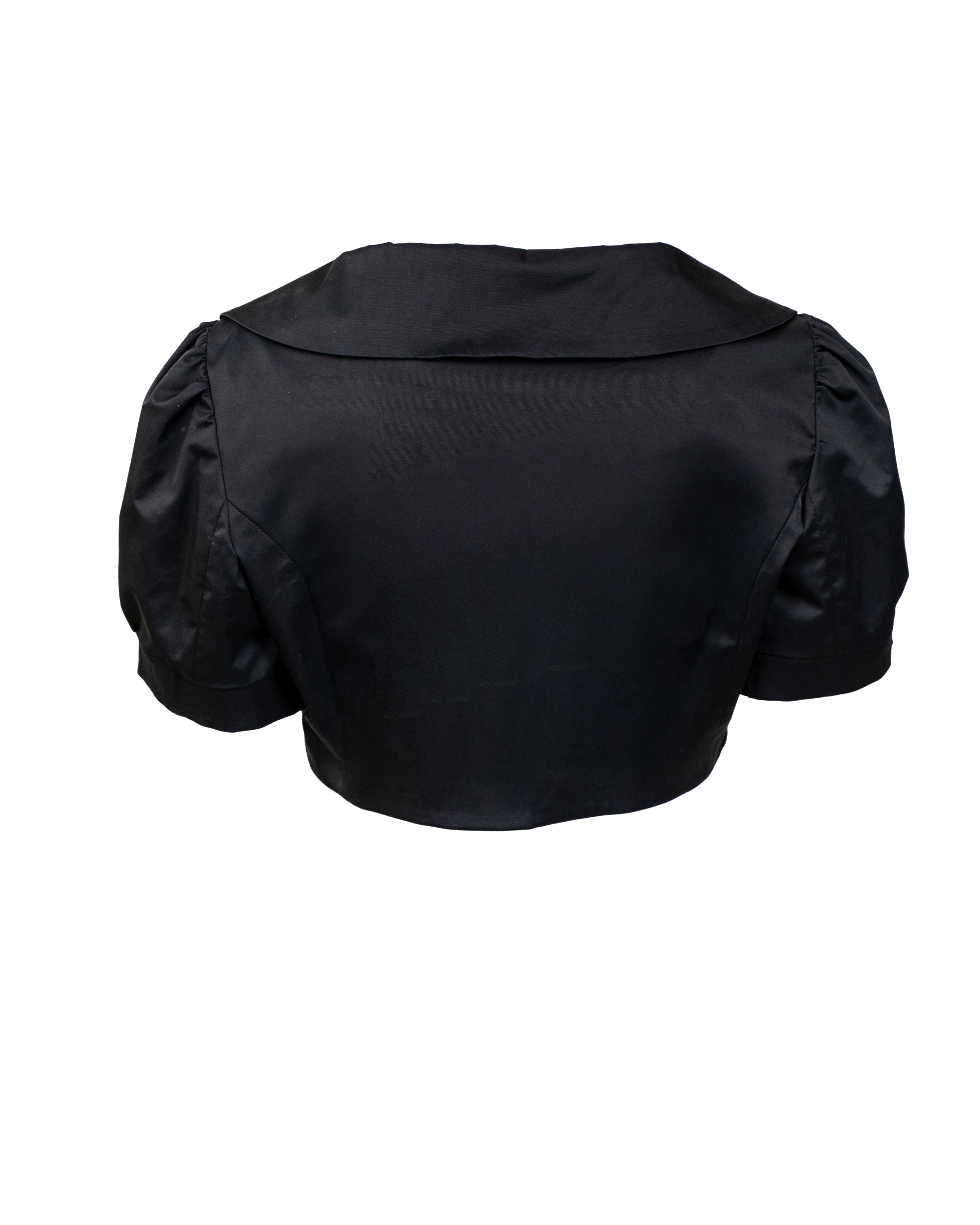 Bolerino Donna Rocco Barocco Nero Satin Maniche Palloncino Bottoni Logati Vintage - foto 2