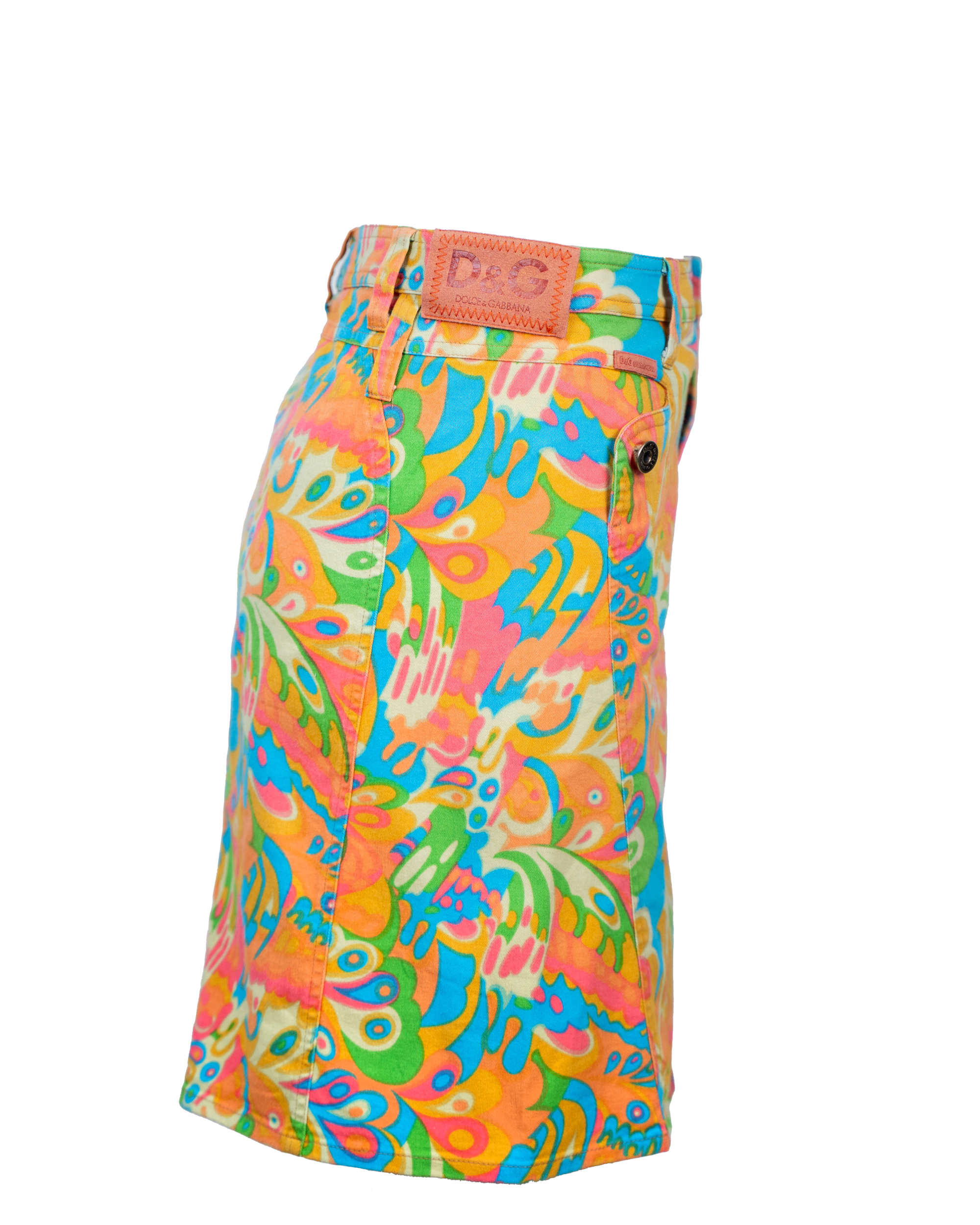 Gonna Donna Dolce & Gabbana Multicolor Fantasia Psichedelica Stampa Astratta Vintage Anni 90 - foto 3