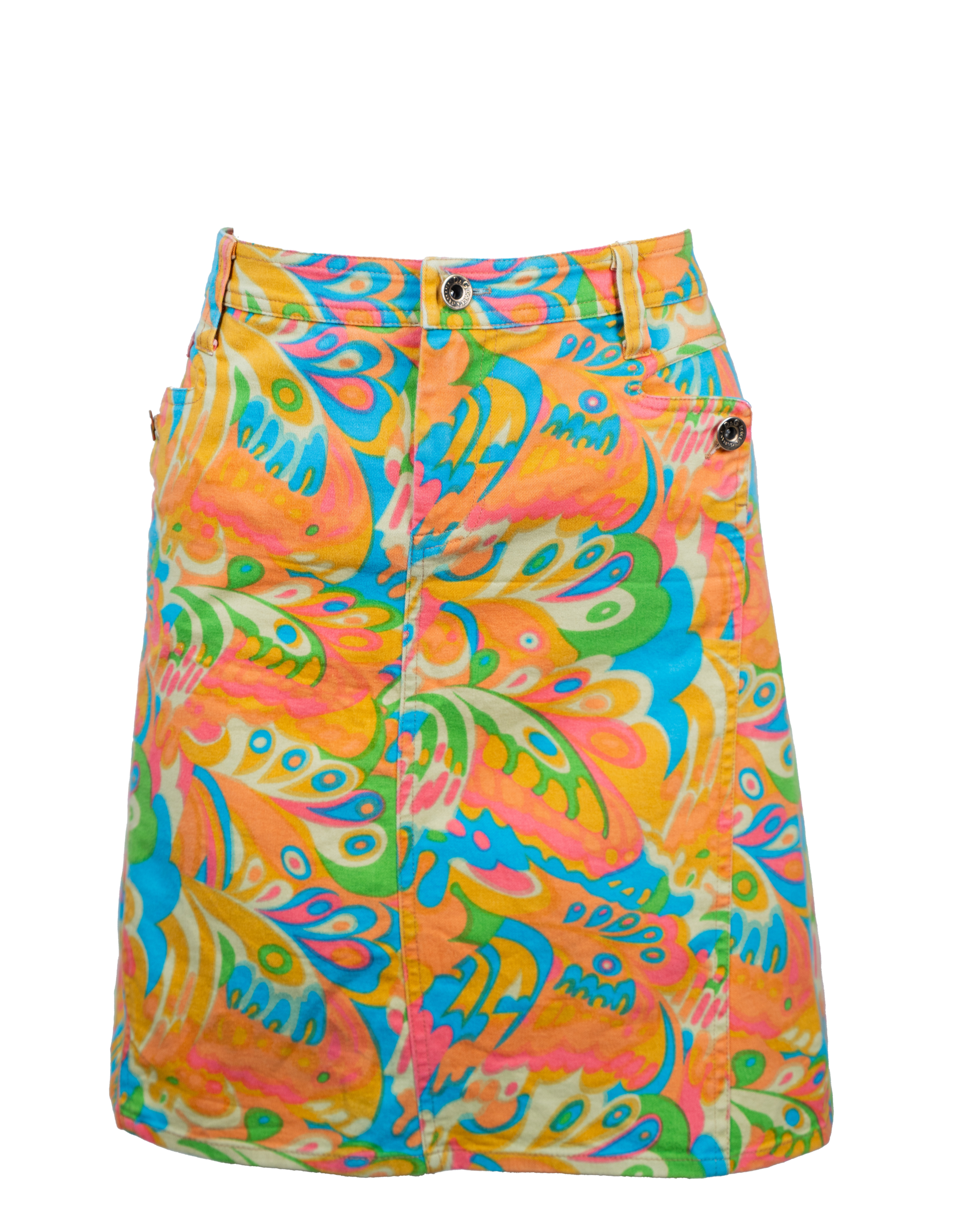 Gonna Donna Dolce & Gabbana Multicolor Fantasia Psichedelica Stampa Astratta Vintage Anni 90