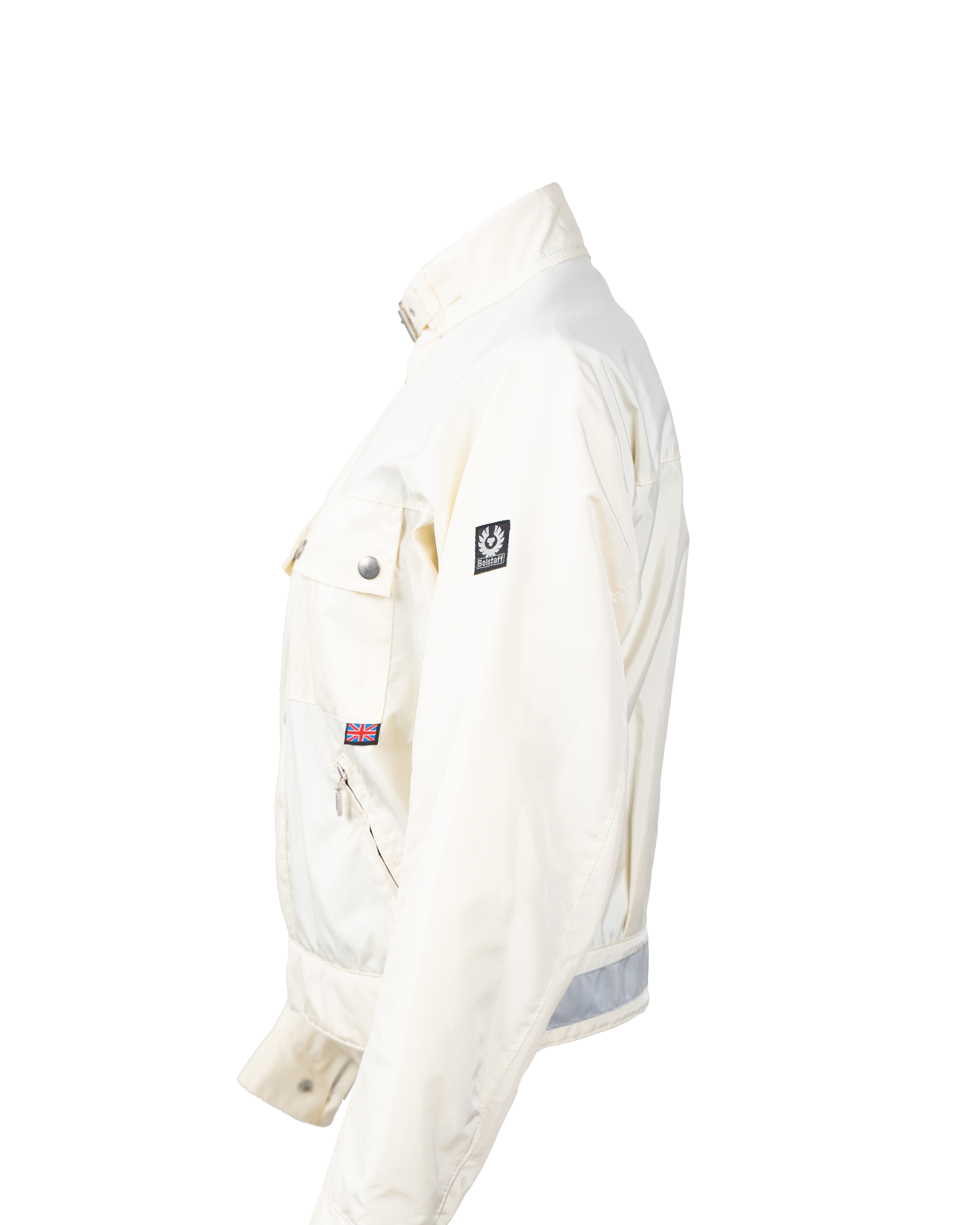 Giacca Uomo Belstaff Bianca Nylon Snap Button Windbreaker Stile Moto Vintage Anni 90 - foto 3
