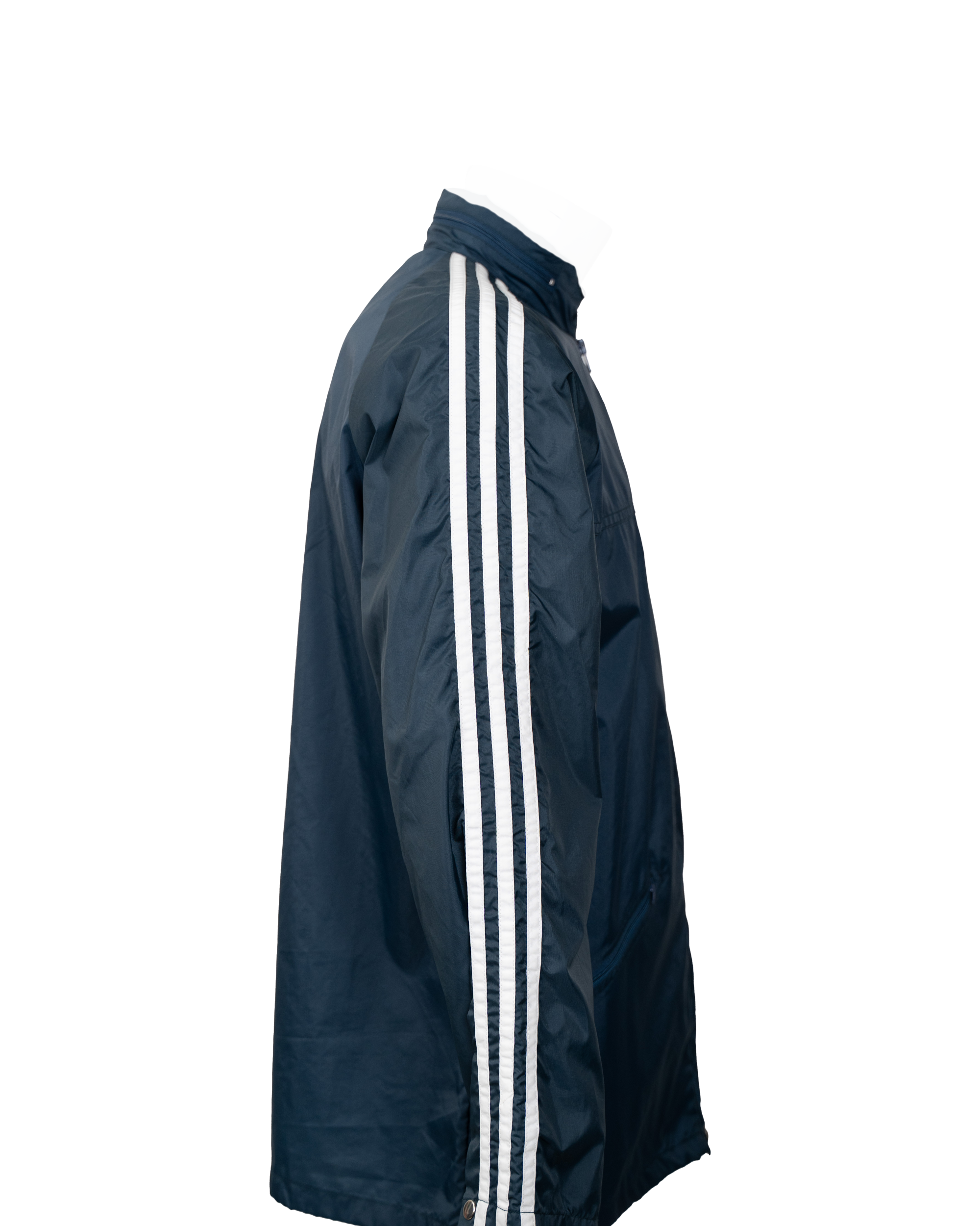 Giacca Uomo Adidas Originals Blu Navy Windbreaker 3 Strisce Bianche Logo Trefoil Vintage 1980-1990 - foto 3