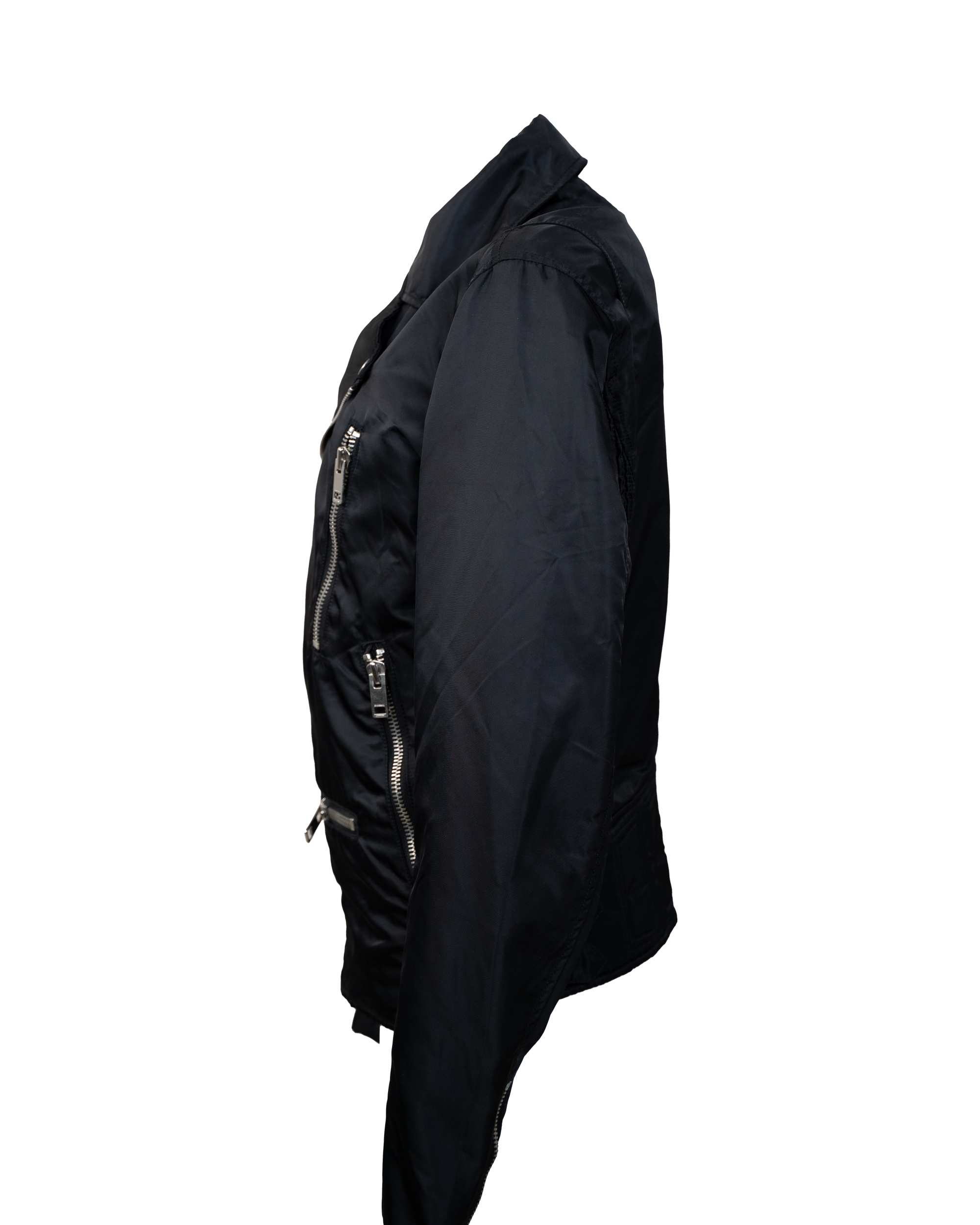 Giacca Chiodo Uomo Diesel Nera Nylon Zip Multiple Stile Biker Vintage Anni 2000 - foto 3