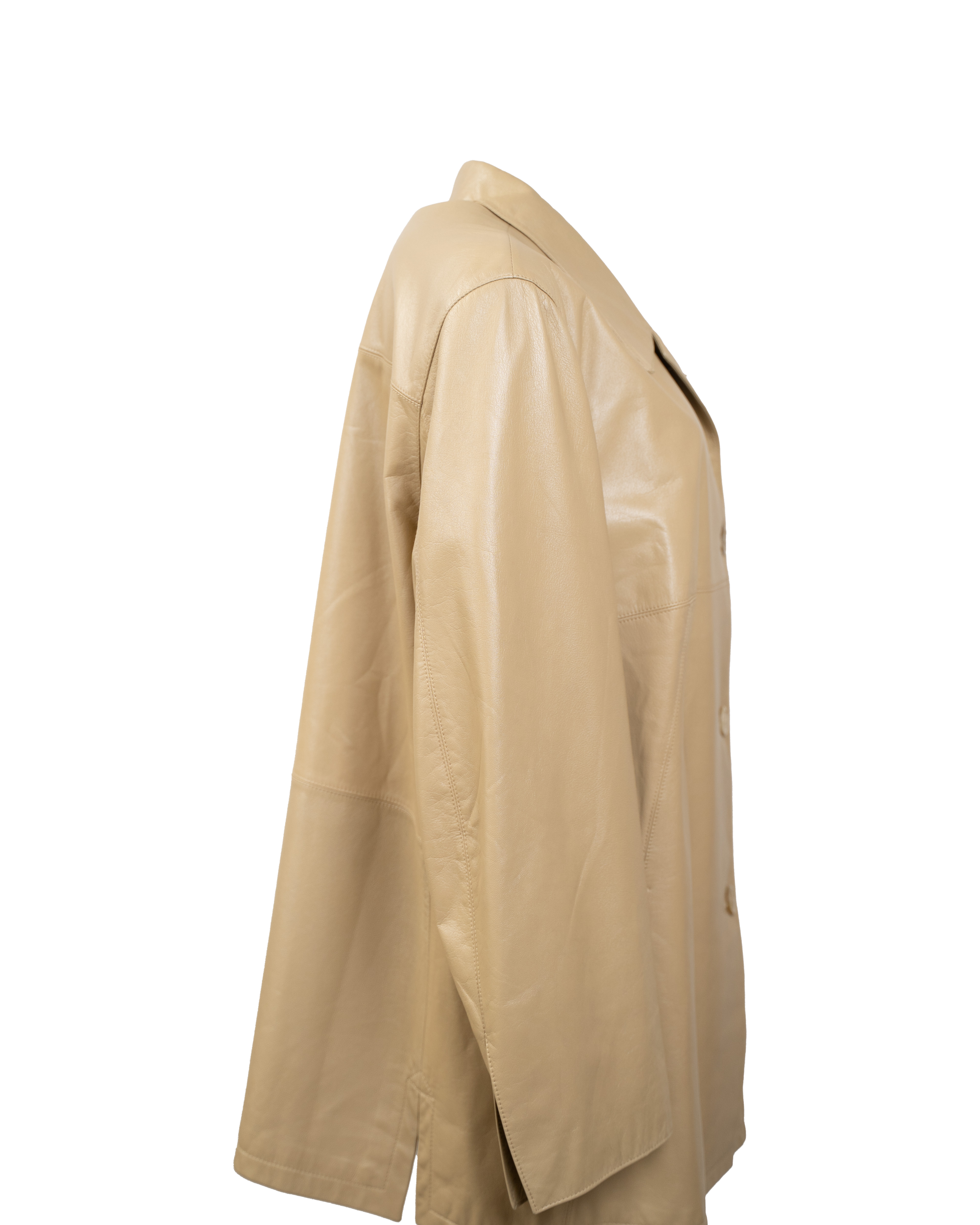 Giacca Pelle Uomo Cristiano di Thiene Beige Sabbia Monopetto Anni 90 Made in Italy Vintage - foto 3