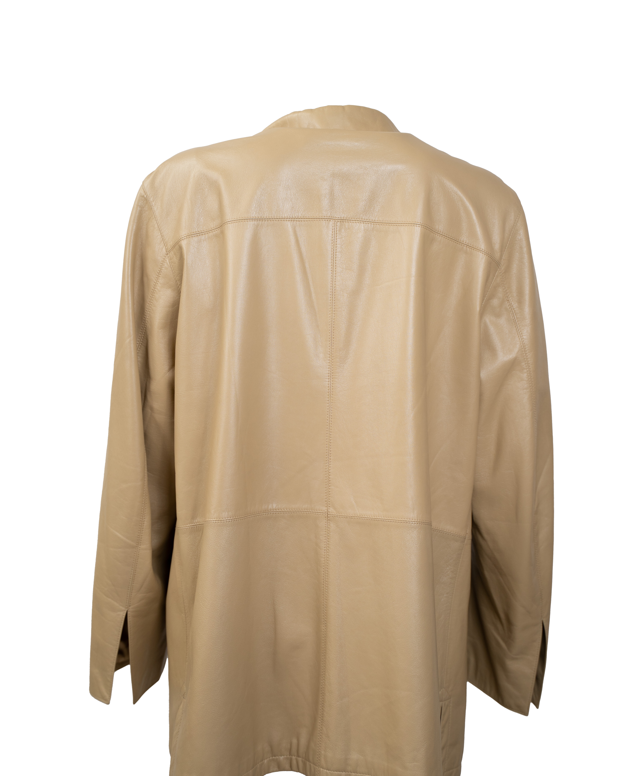 Giacca Pelle Uomo Cristiano di Thiene Beige Sabbia Monopetto Anni 90 Made in Italy Vintage - foto 2