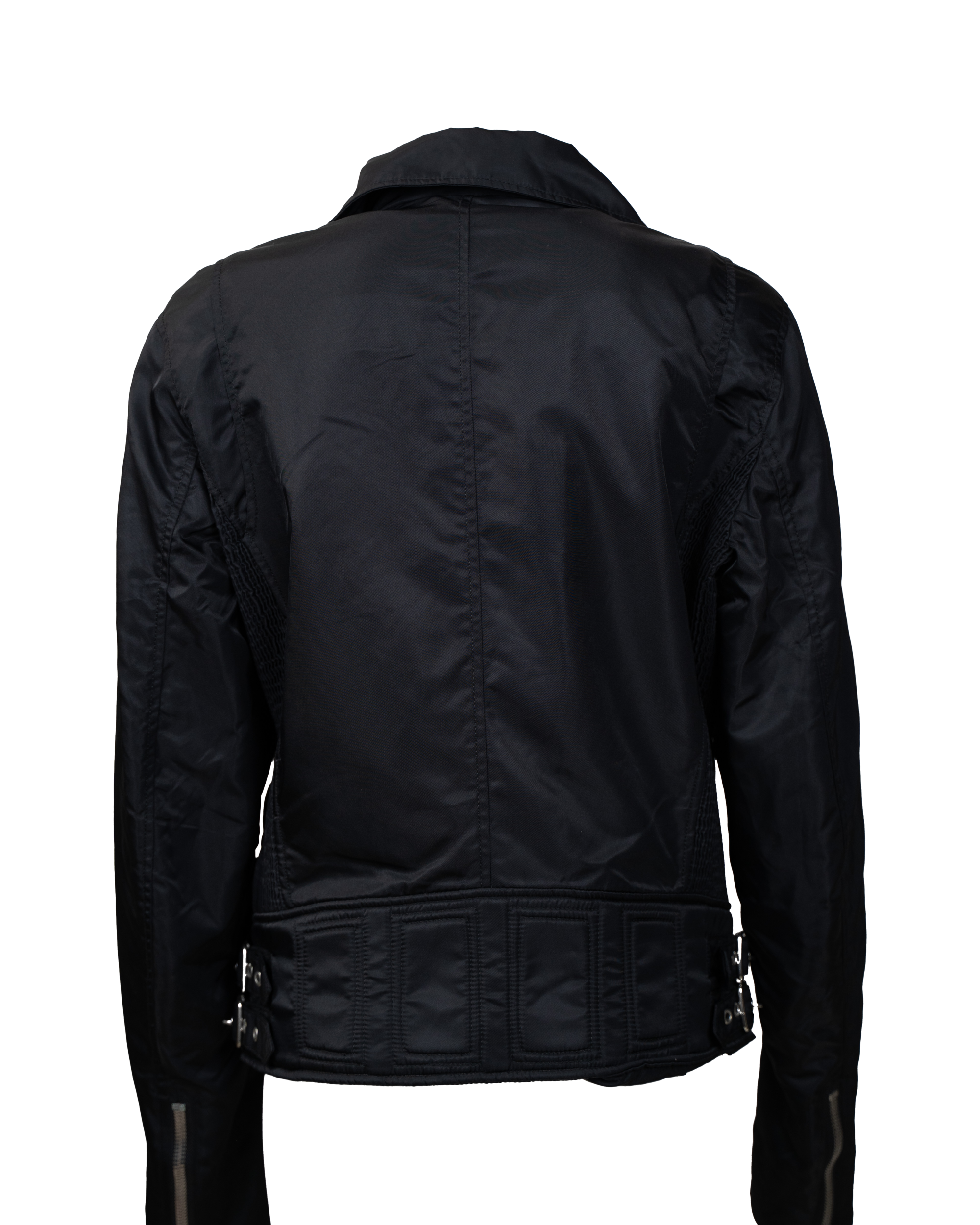 Giacca Chiodo Uomo Diesel Nera Nylon Zip Multiple Stile Biker Vintage Anni 2000 - foto 2