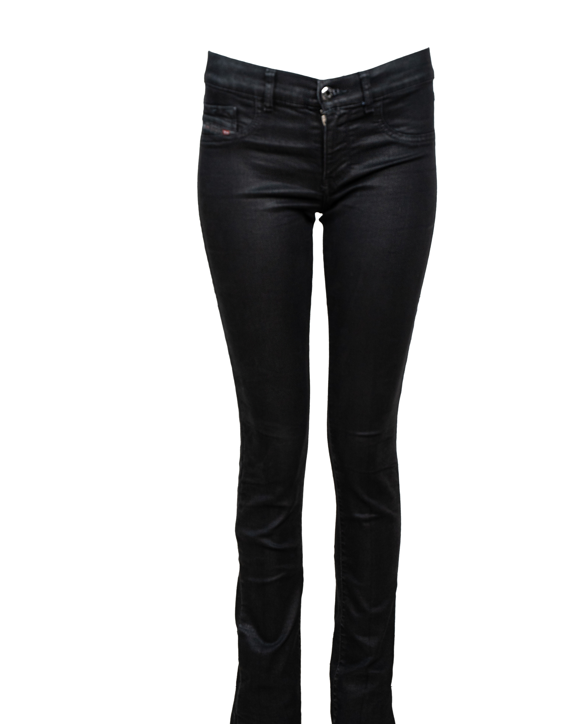 Jeans Donna Diesel Neri Effetto Coating Skinny Bootcut Vita Bassa Vintage Anni 2000