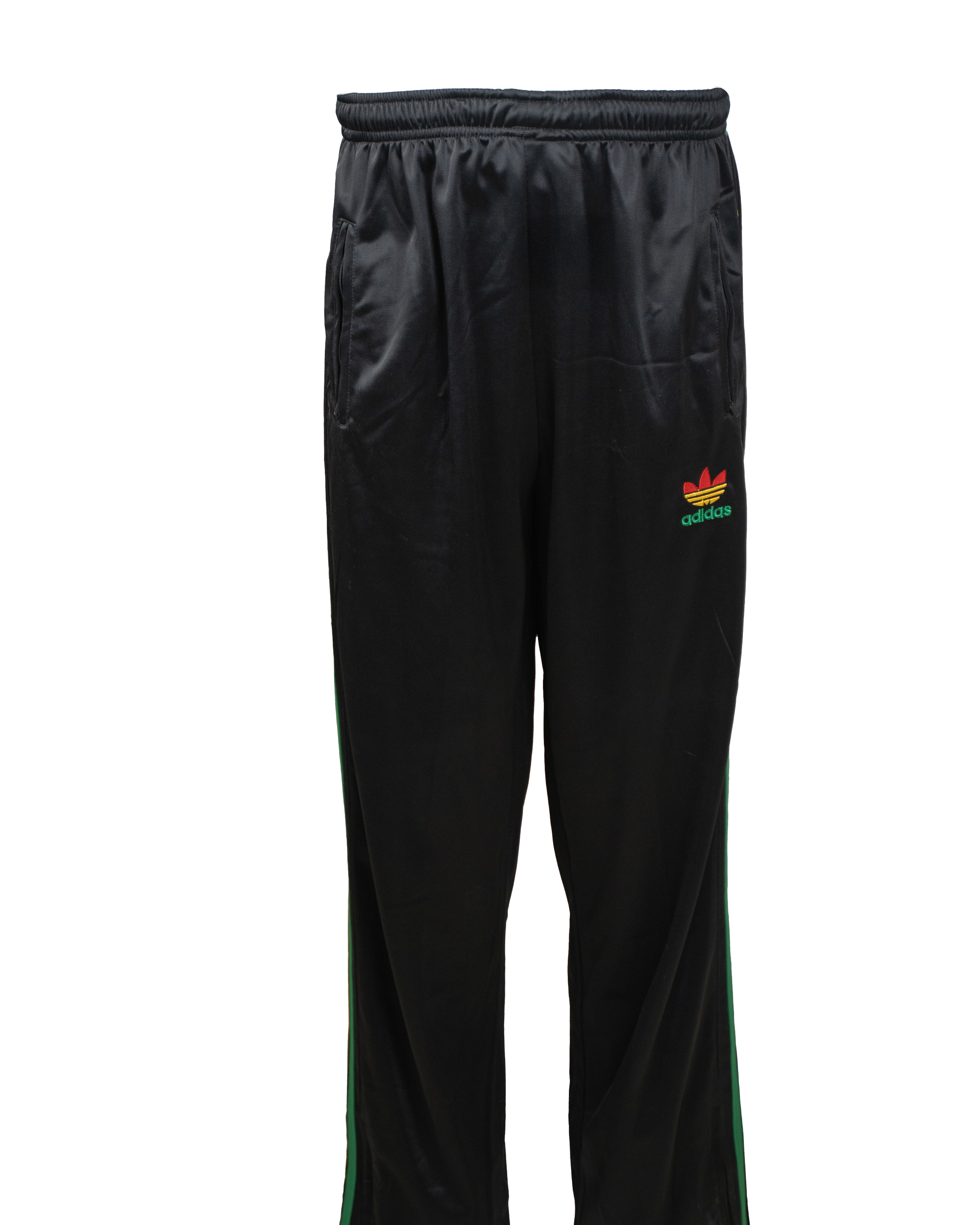 Pantalone Tuta Uomo Adidas Originals Nero Bande Verdi Logo Trefoil Rasta Vintage Anni 90-2000