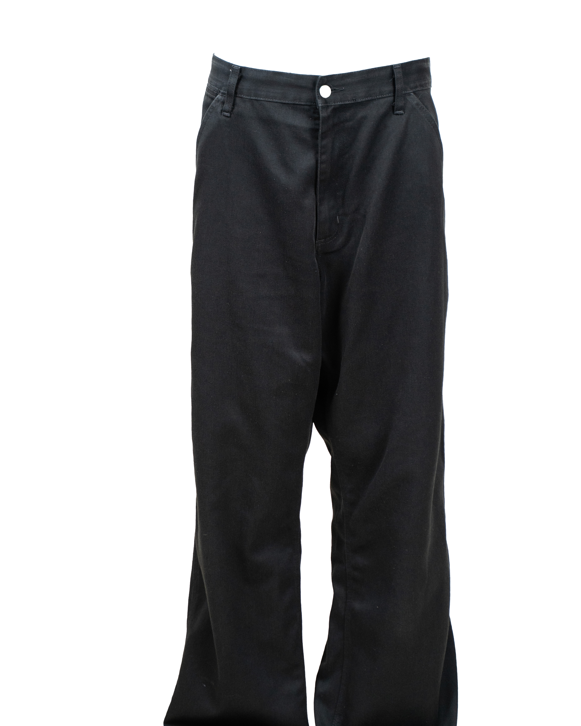 Pantaloni Uomo Carhartt Neri Canvas Wide Leg Anni 2000 Workwear Vintage Bottone Bianco