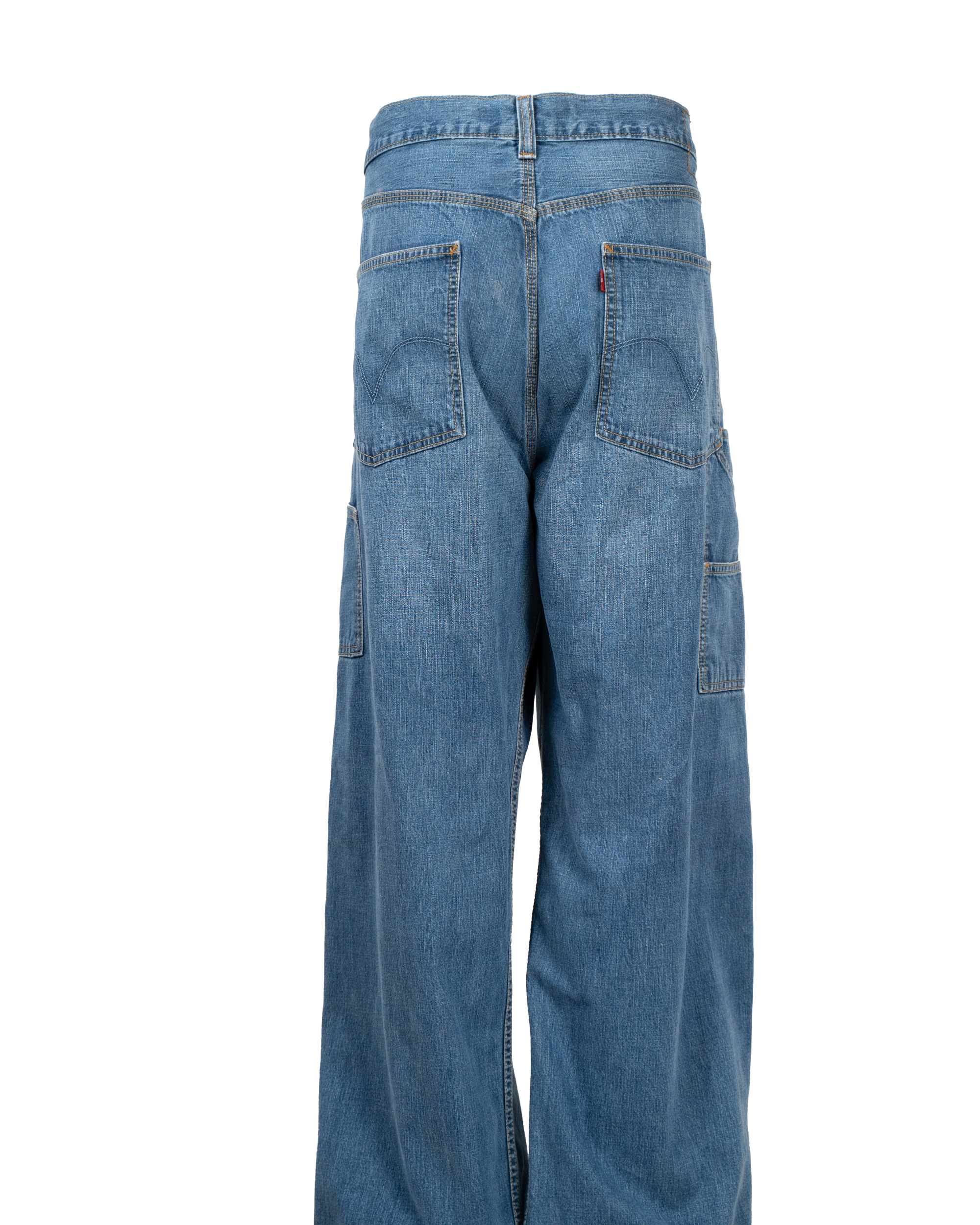 Jeans Uomo Levi's Carpenter Anni 90 Blu Stone Wash Extra Wide Leg Tasche Utility - foto 2