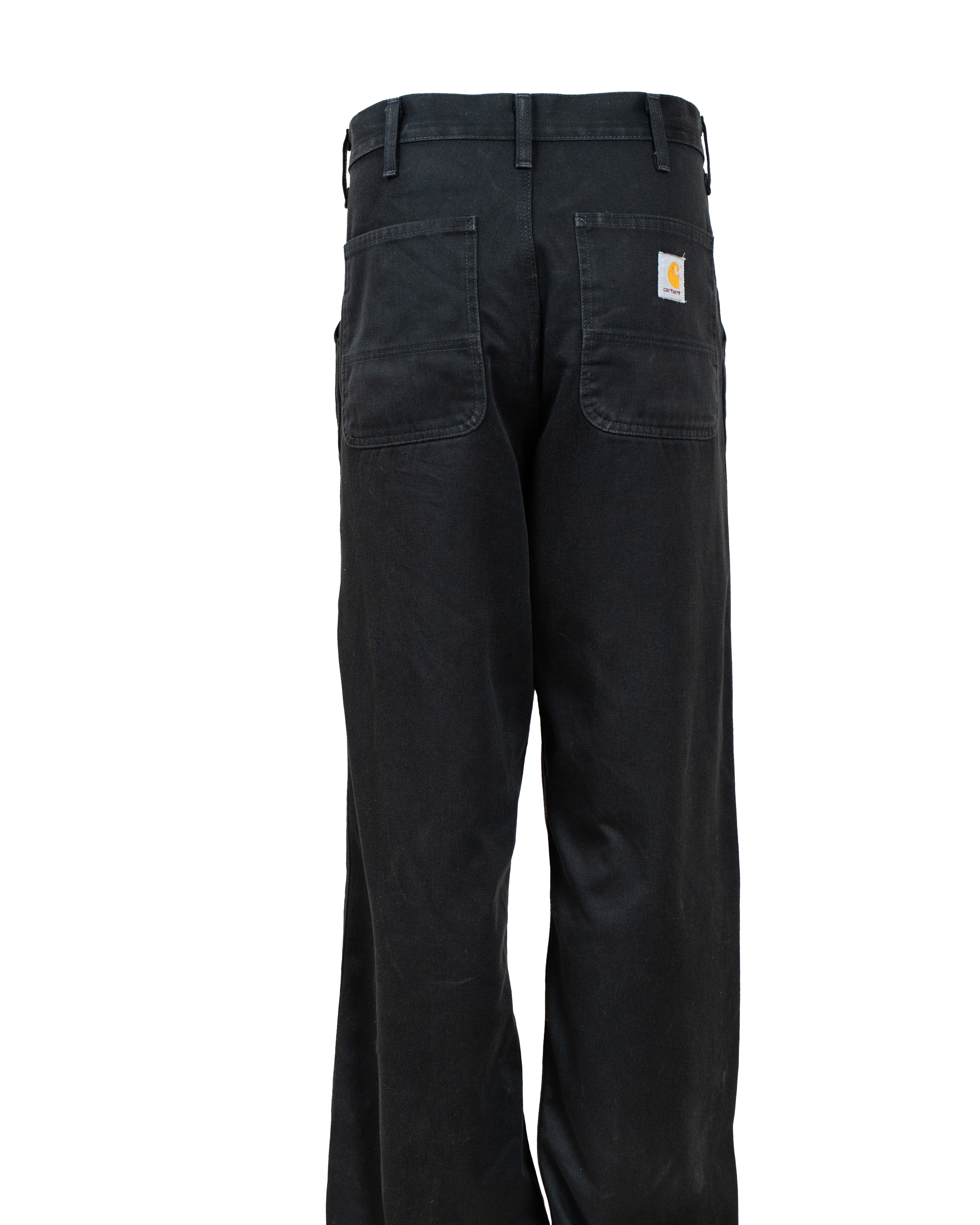 Pantaloni Uomo Carhartt Neri Canvas Wide Leg Anni 2000 Workwear Vintage Bottone Bianco - foto 2