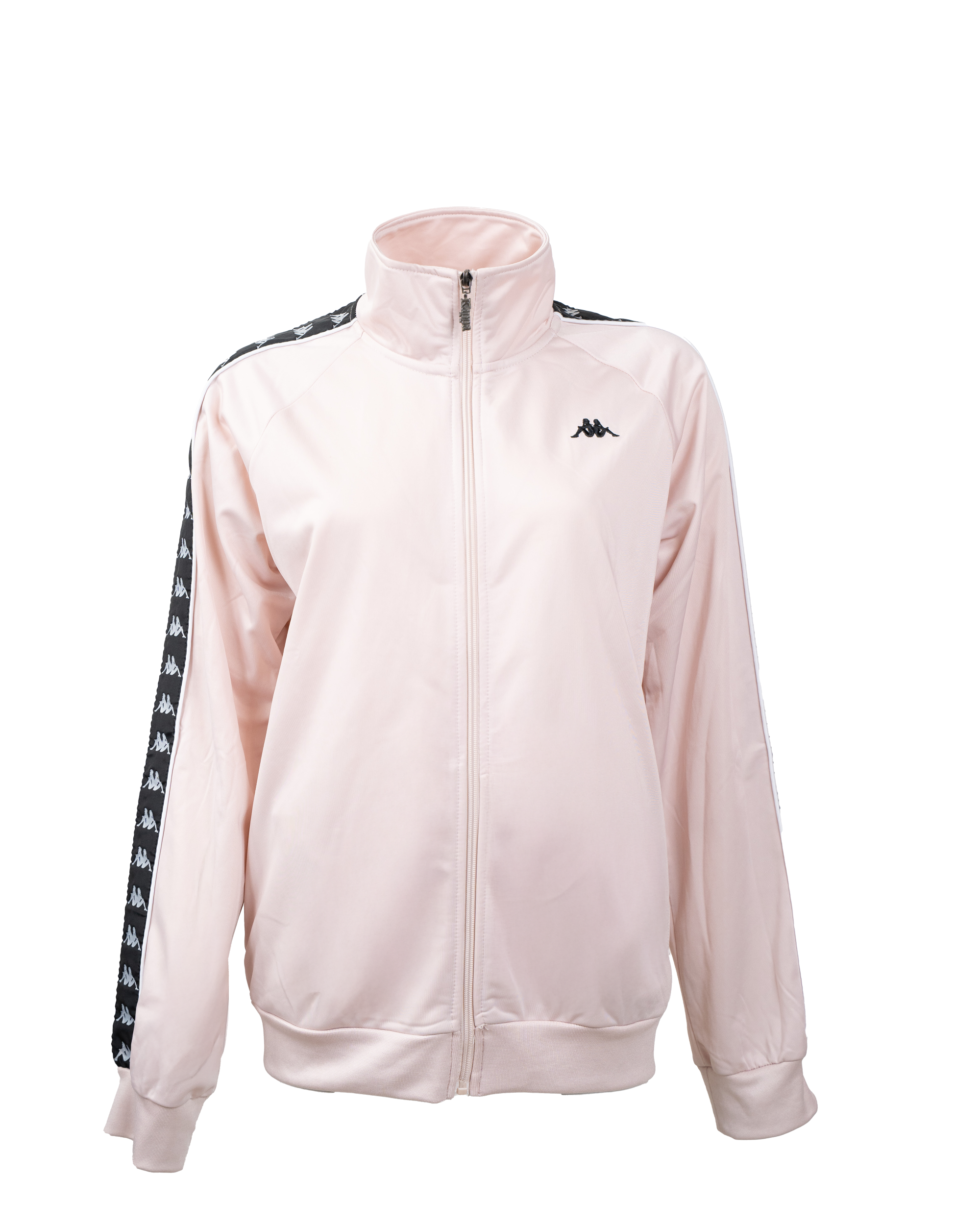 Track Jacket Robe di Kappa Rosa Cipria Banda Nera Logo Ripetuto Vintage Anni 90 Zip Intera
