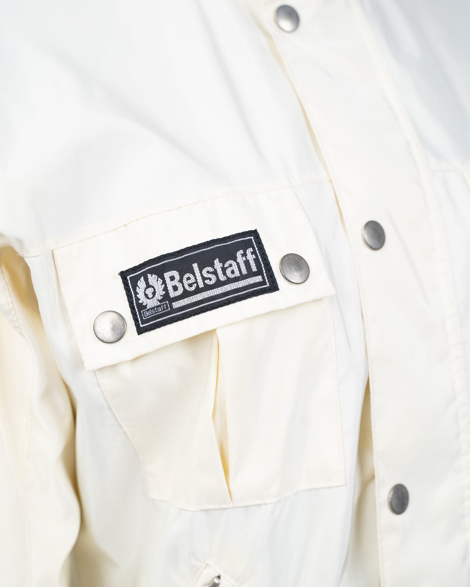 Giacca Uomo Belstaff Bianca Nylon Snap Button Windbreaker Stile Moto Vintage Anni 90 - foto 4