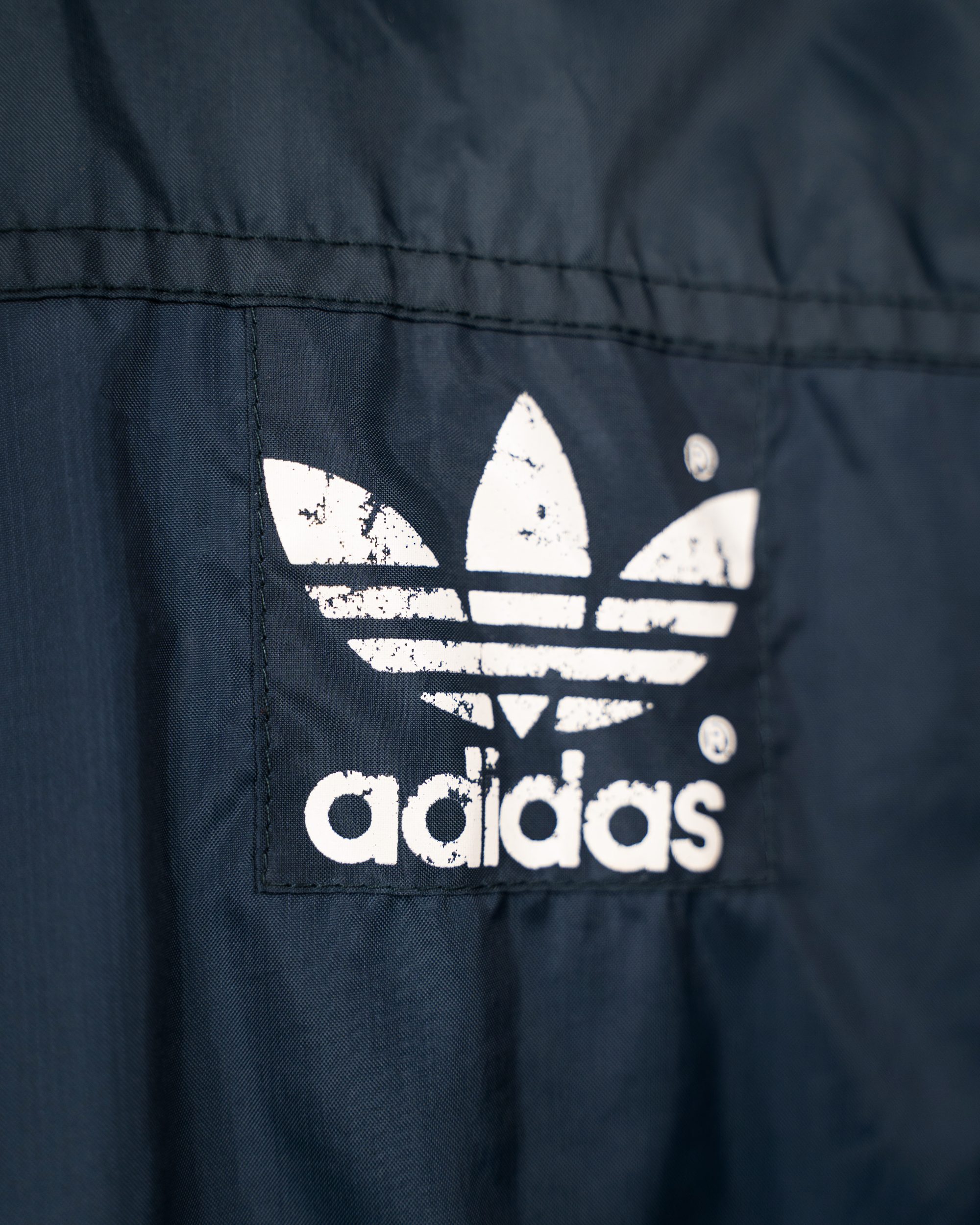 Giacca Uomo Adidas Originals Blu Navy Windbreaker 3 Strisce Bianche Logo Trefoil Vintage 1980-1990 - foto 4