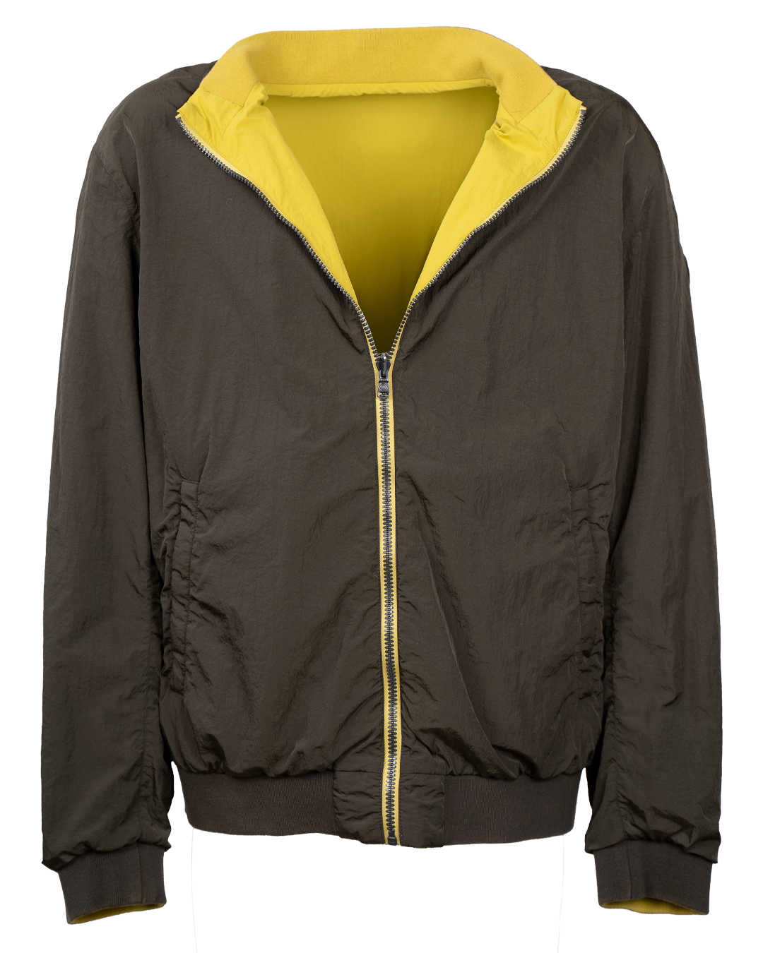Giacca Bomber Uomo Colmar Reversibile Marrone Oliva e Giallo Nylon Zip YKK Vintage Anni 2000