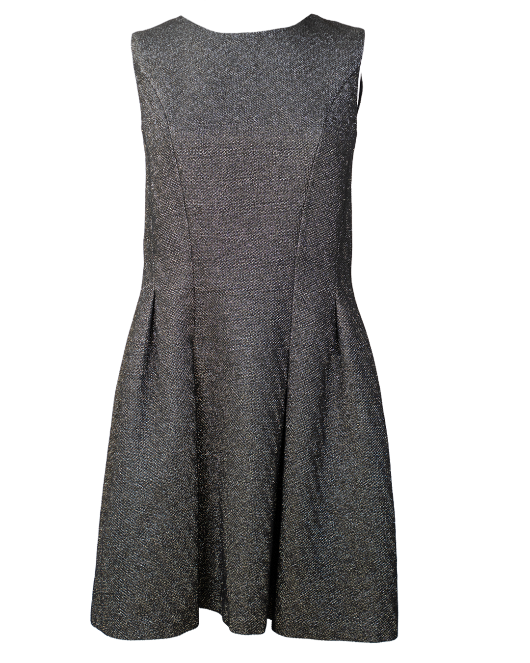 Abito Mini Donna Mauro Grifoni Nero Metallizzato Lurex Smanicato Made in Italy