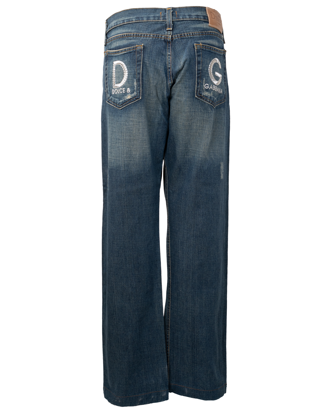 Pantaloni Jeans Donna Dolce & Gabbana Blu Wash Vintage Straight Leg Strappi Made in Italy - foto 2