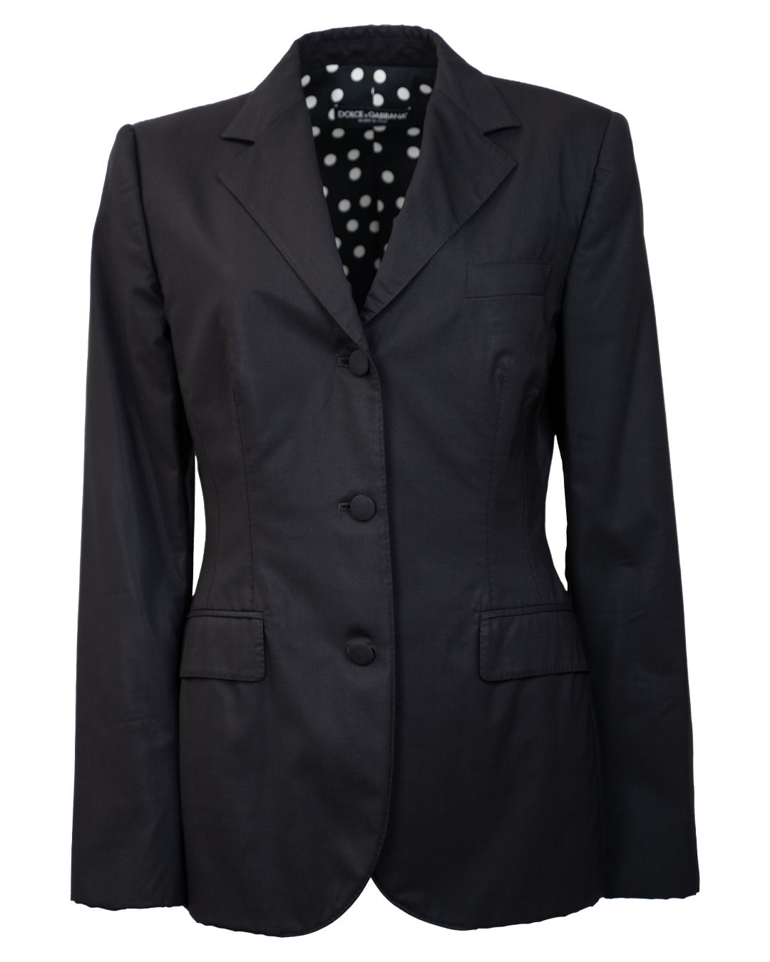 Giacca Donna Dolce e Gabbana Nera Tailored Fodera Pois Bianchi Made in Italy