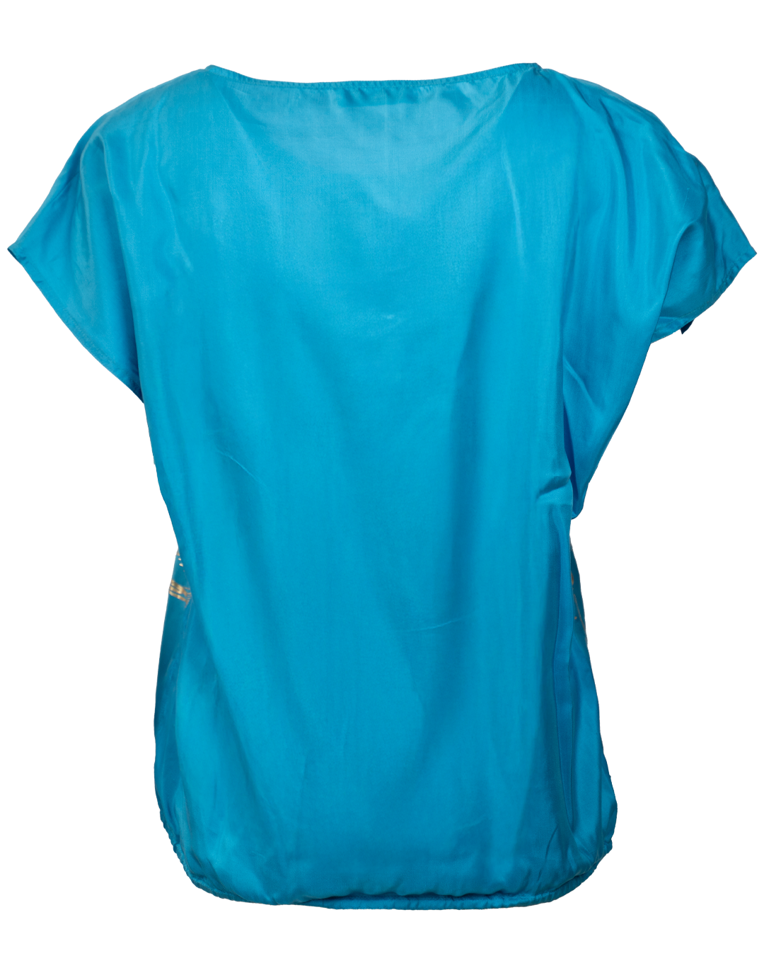 Maglia Donna Vintage Anni 80 Turchese Stampa Oro Palme Tropicale Manica Corta - foto 2