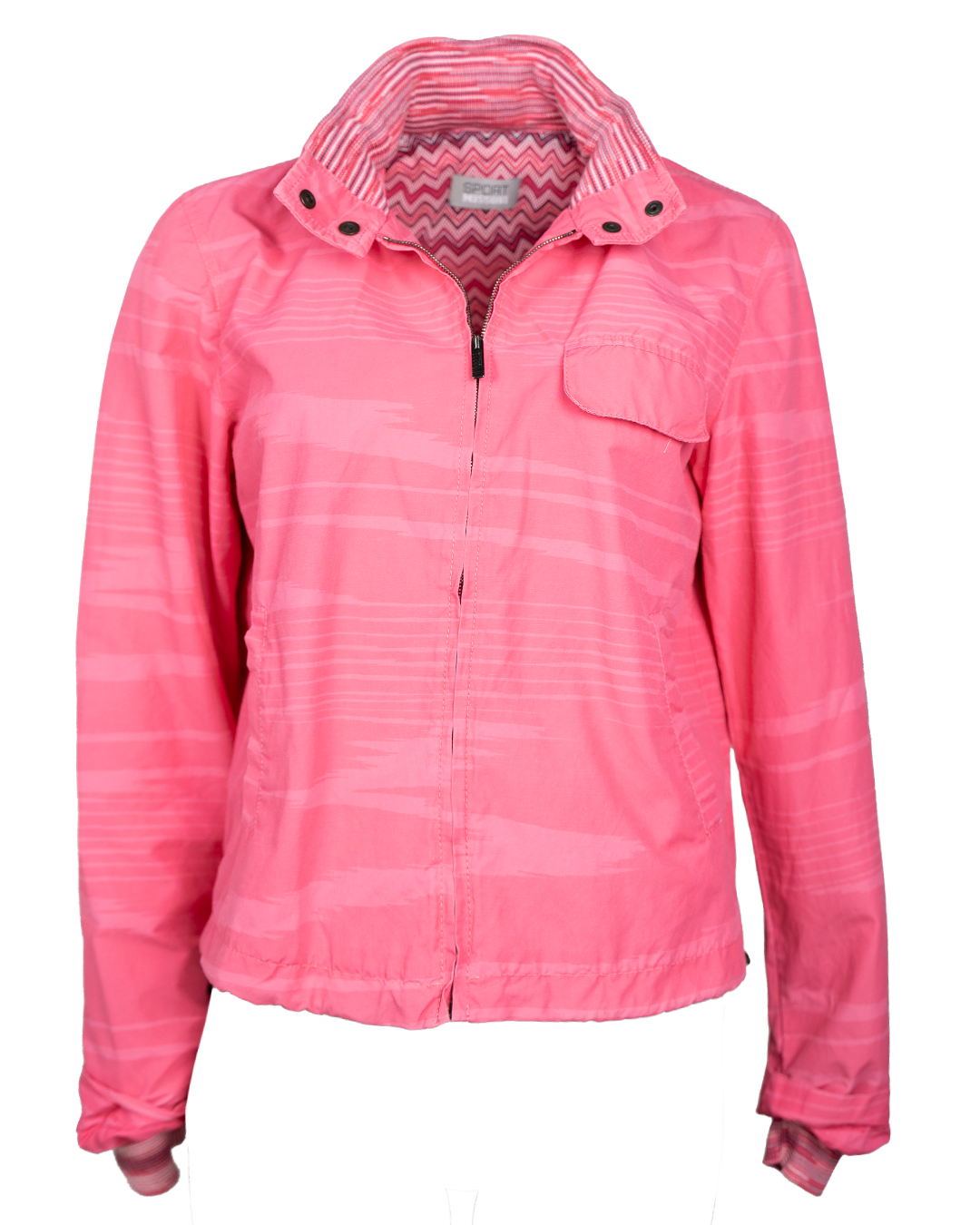 Giacca Donna Sport Missoni Rosa Acceso con Fodera Zigzag Multicolor Made in Italy