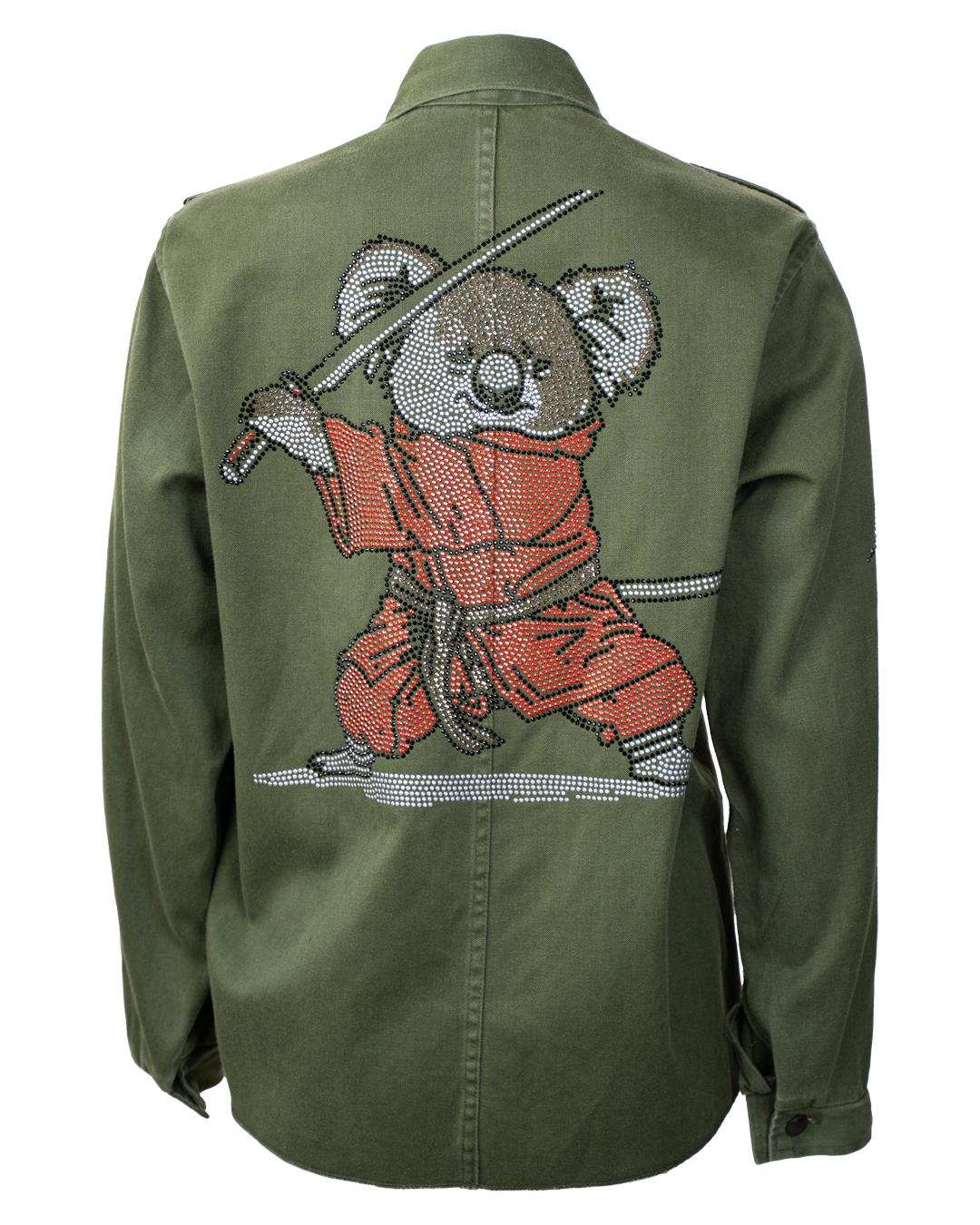 Sahariana Donna SP Vintage Revival Verde Militare con Geisha in Strass e Patch Giappone
